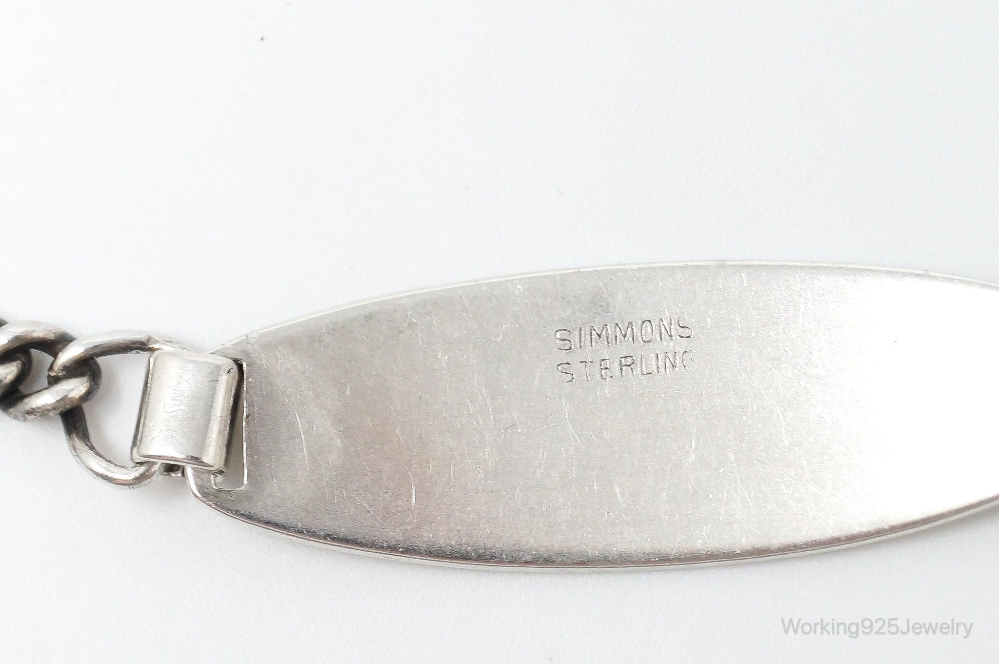 Antique Simmons Engravable Name ID Bar Monogram Sterling Silver Bracelet