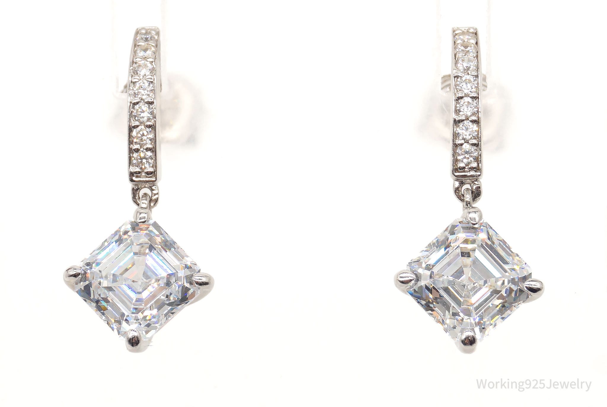 Designer Daniel K Simulated Diamond Rhodium Finish Sterling Silver Earrings