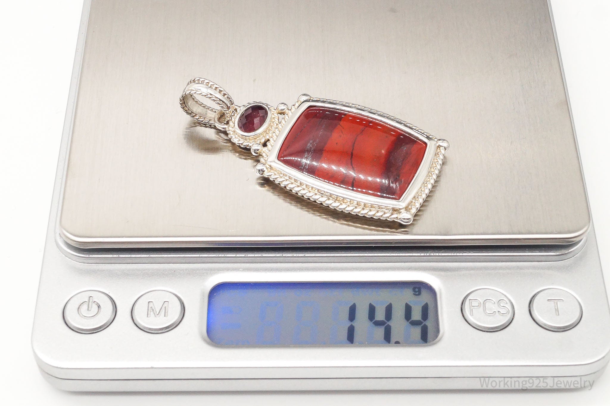 Large Designer Whitney Kelly Red Jasper Garnet Sterling Silver Pendant