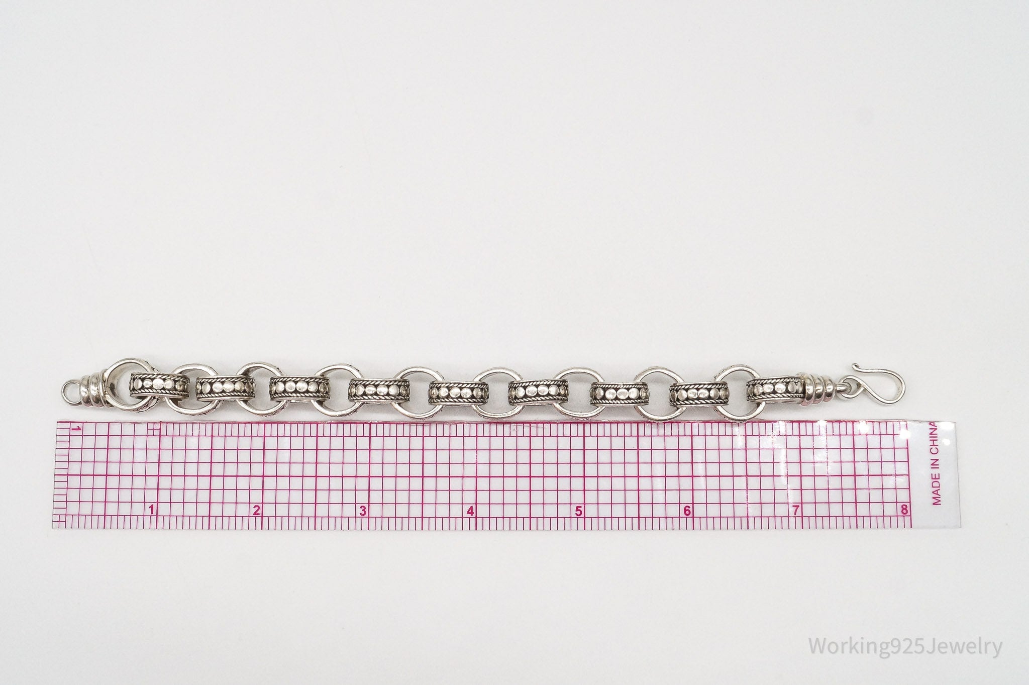 Vintage Designer BA Suarti Large Chain Link Sterling Silver Bracelet