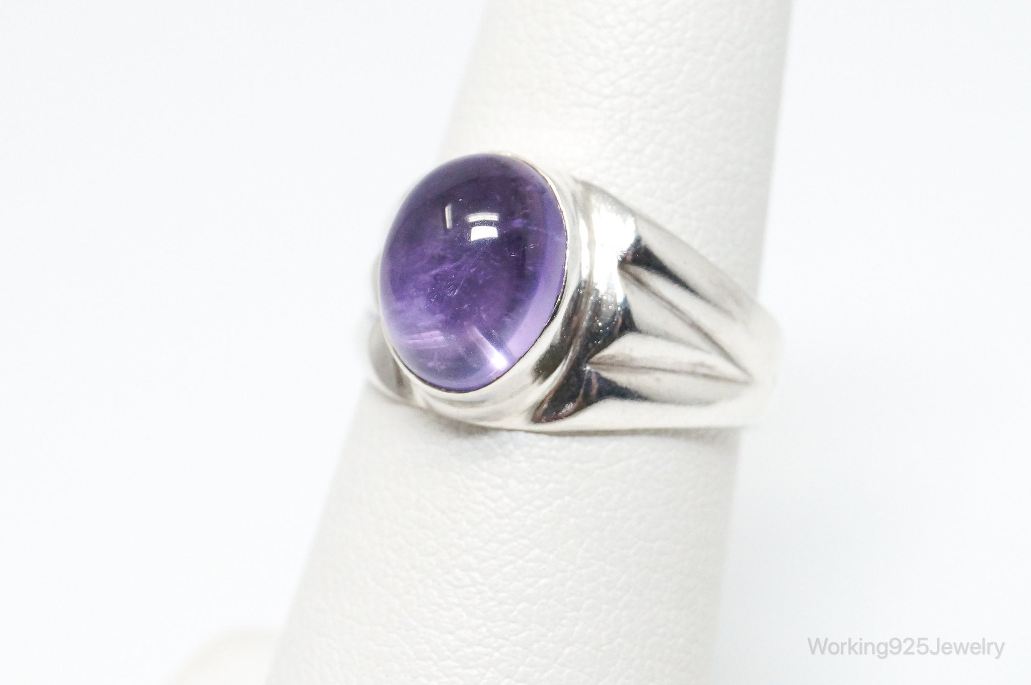 Vintage Amethyst Sterling Silver Ring - Size 6.25