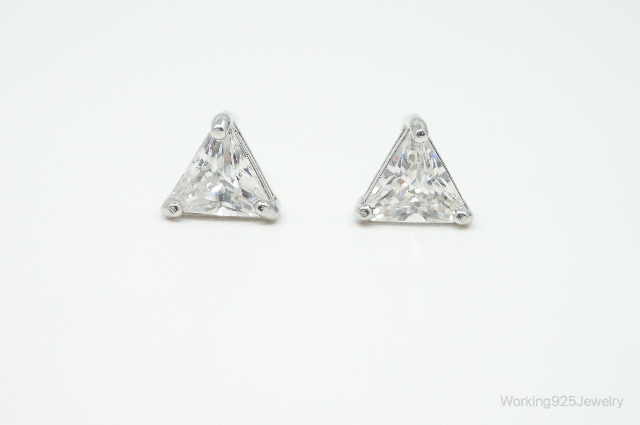 Cubic Zirconia Sterling Silver Stud Post Earrings