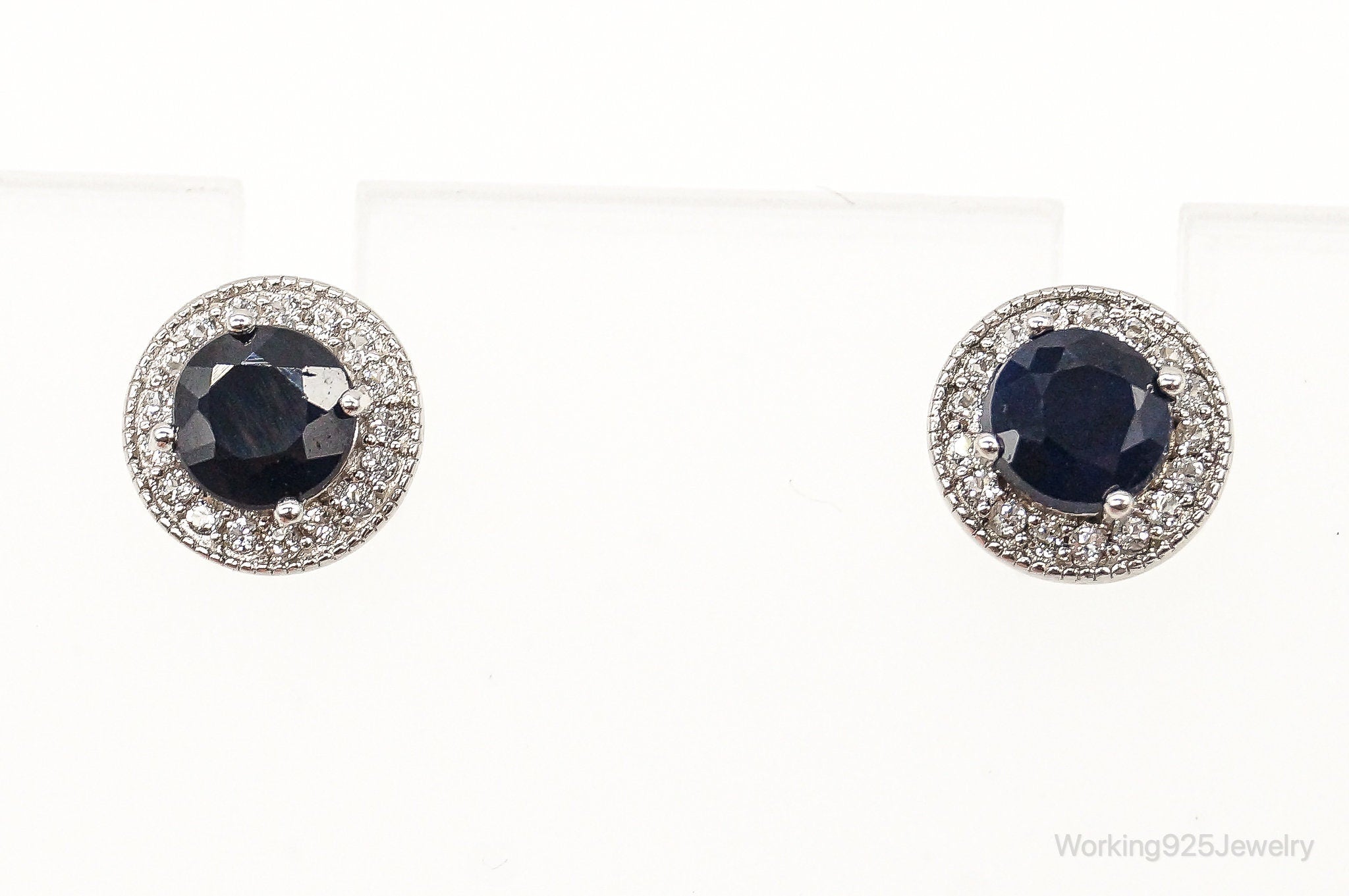 Designer SJM Sapphire Cubic Zirconia Sterling Silver Earrings