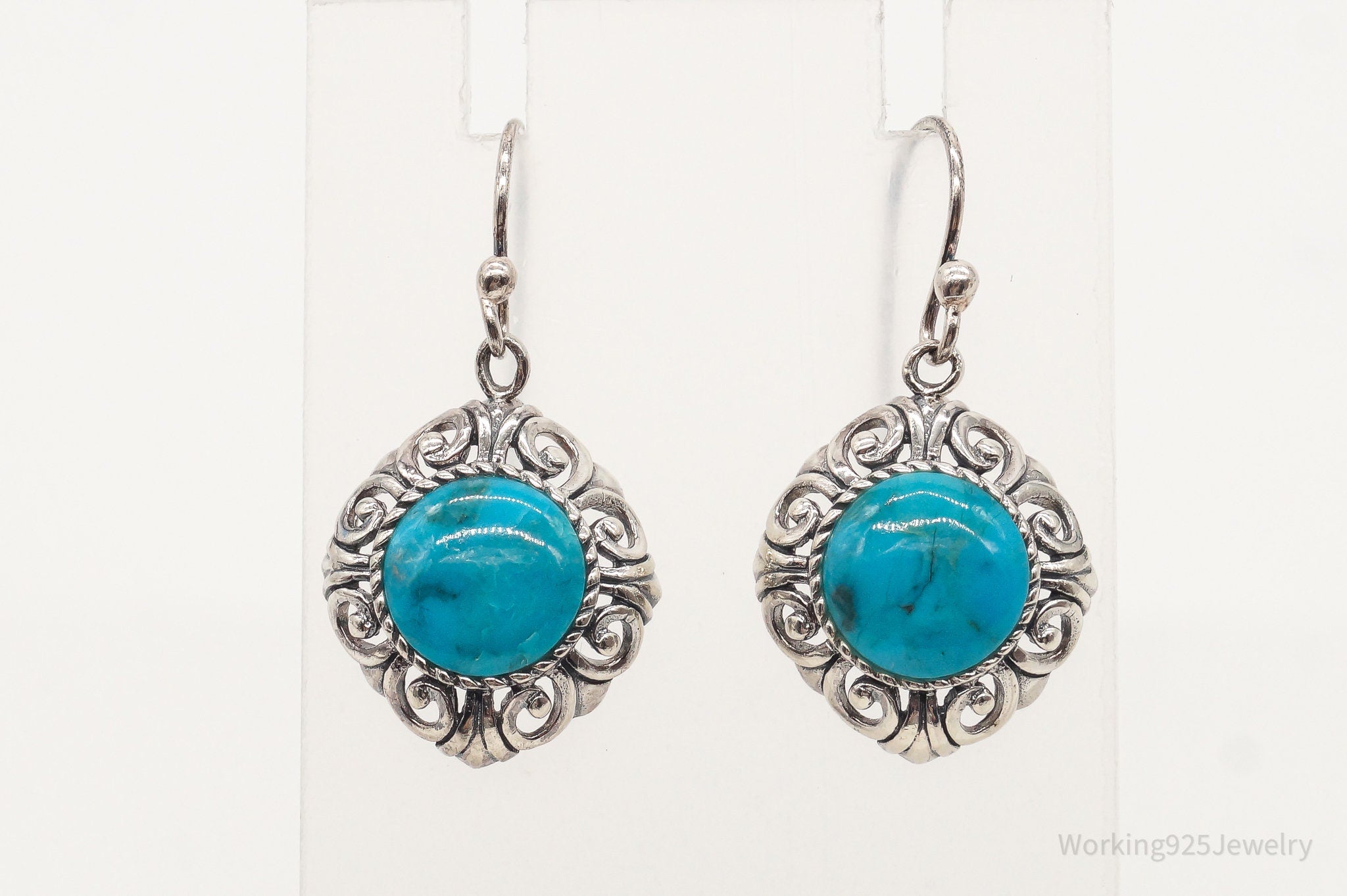 Designer NK Blue Turquoise Sterling Silver Earrings