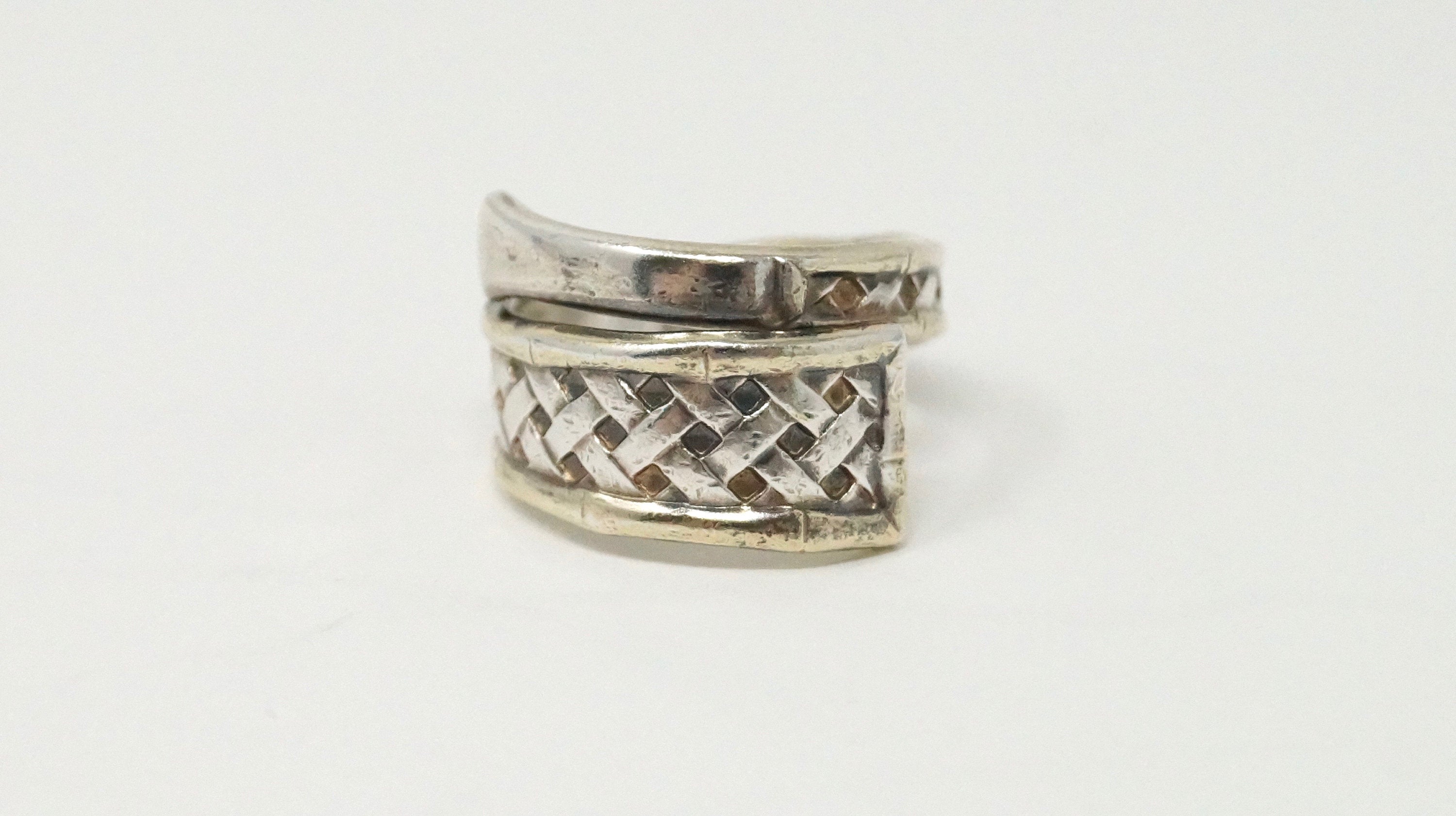 Vintage Basket Weave International Sterling Silver Wrap Ring - Size 5 -