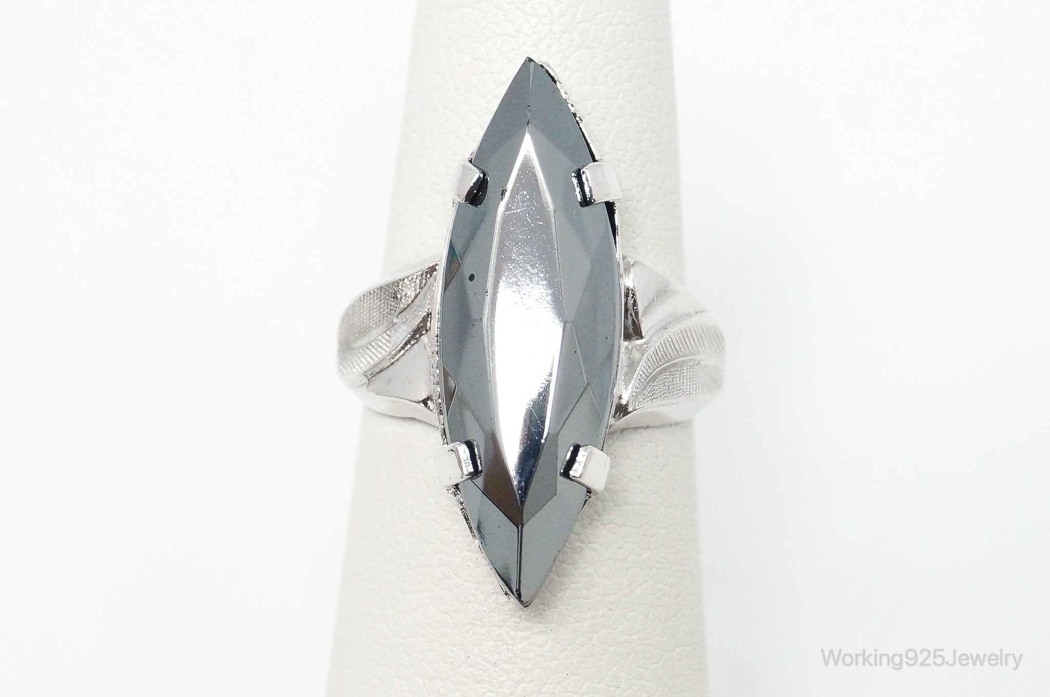 Vintage Joseph Esposito Espo Hematite Sterling Silver Ring Size 5