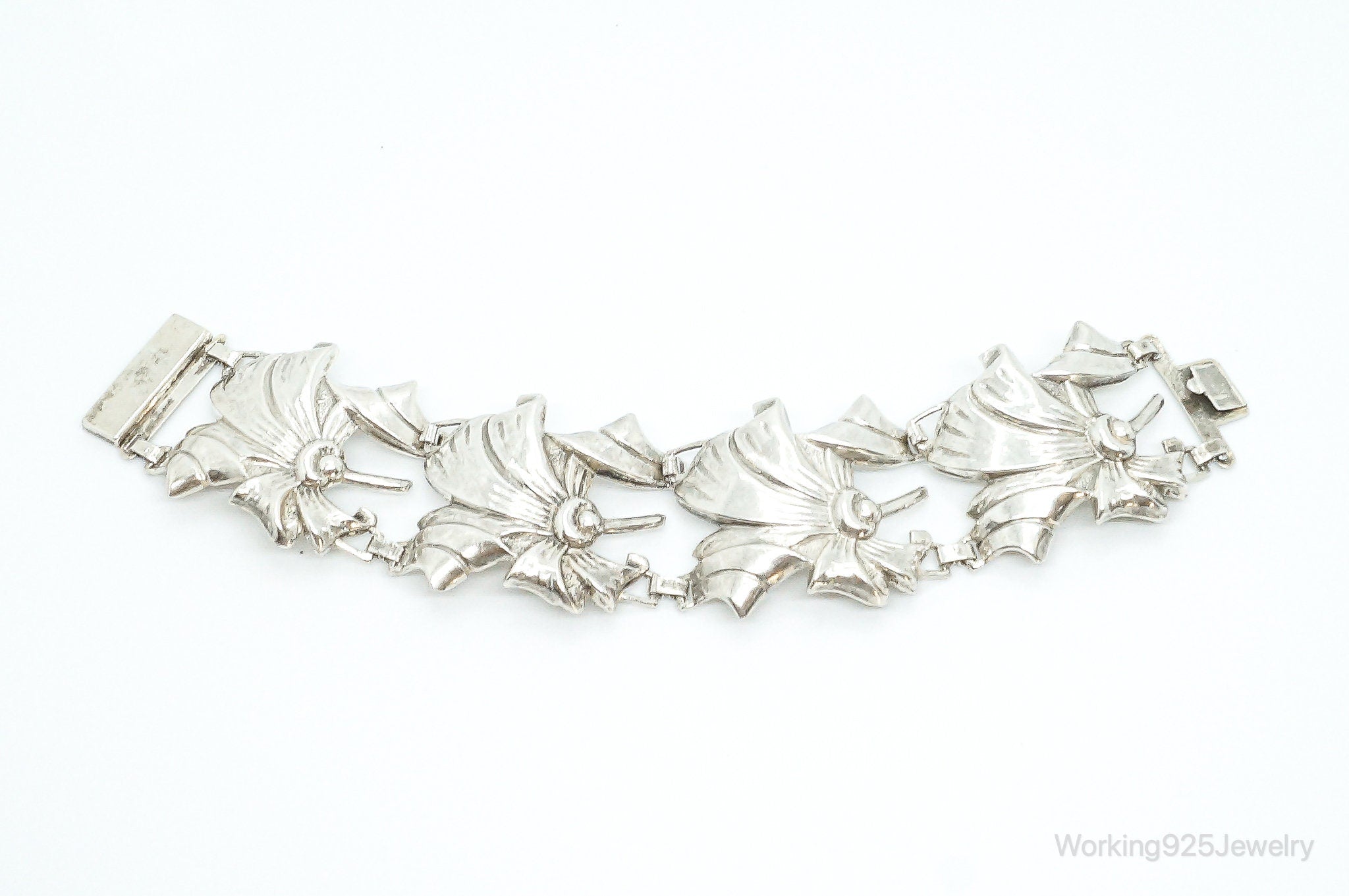 Antique Floral Sterling Silver Bracelet