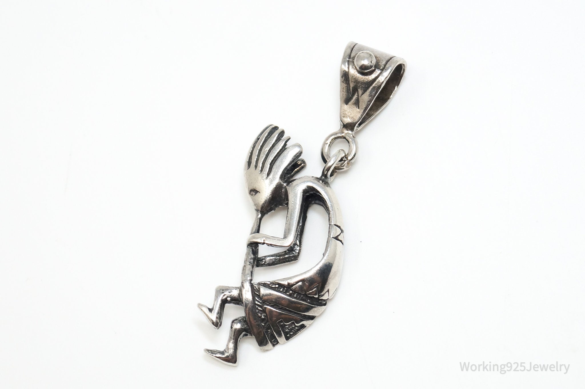 Large Vintage Native American Dancing Kokopelli Sterling Silver Pendant