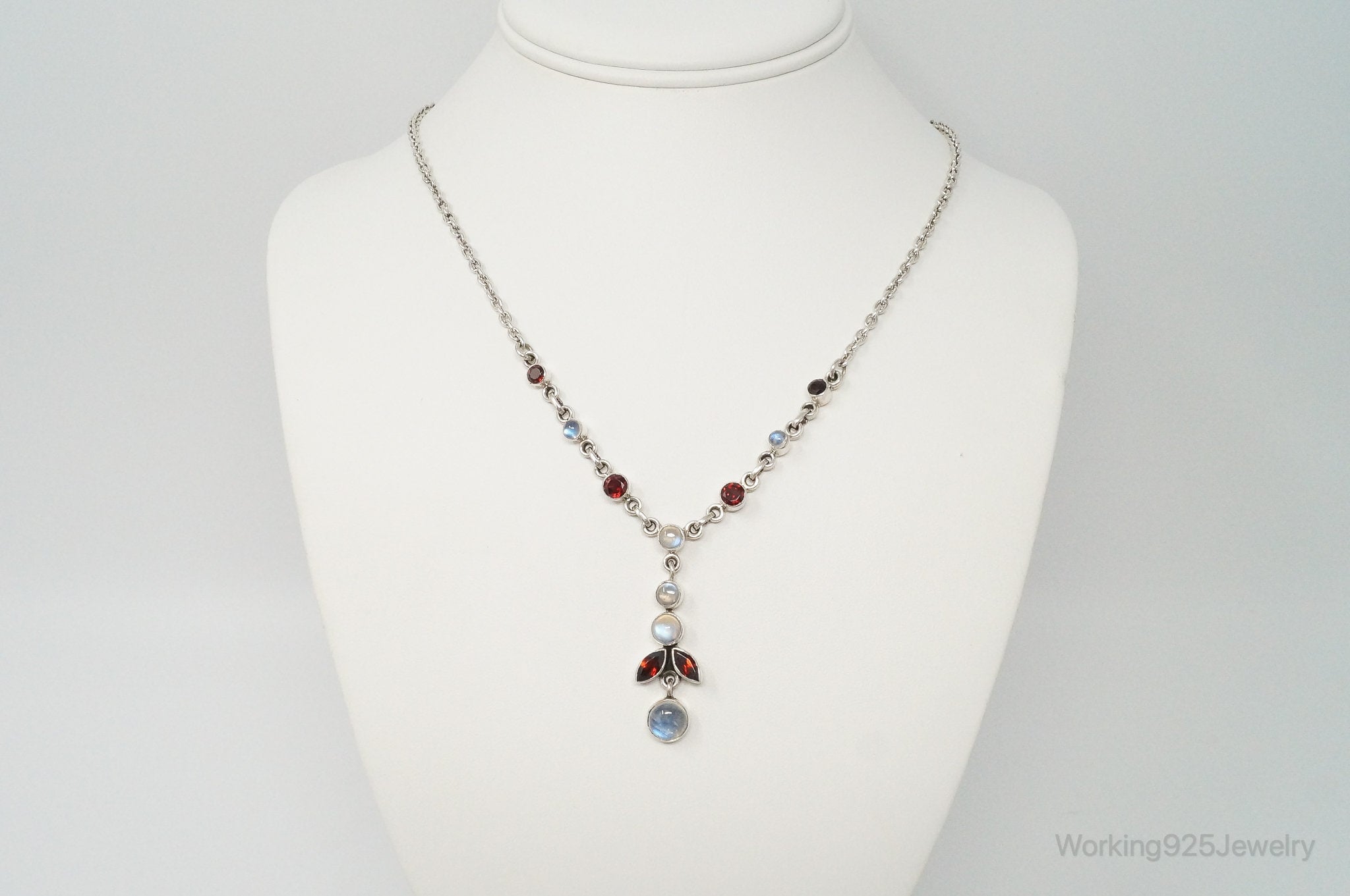 Designer Nicky Butler Moonstone Garnet Sterling Silver Necklace