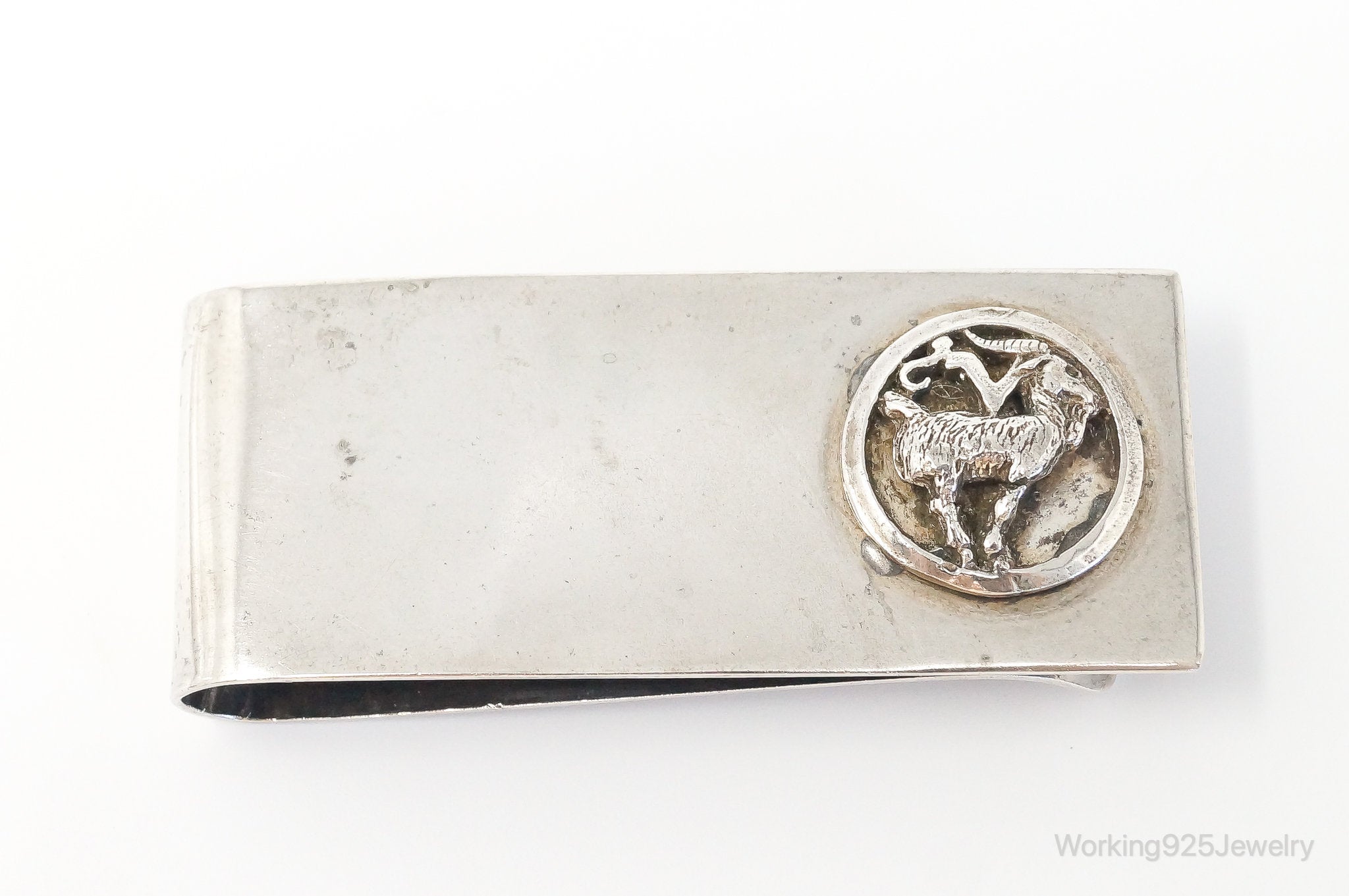 RARE Vintage Modernist Walter Wright Virgo Sterling Silver Money Clip