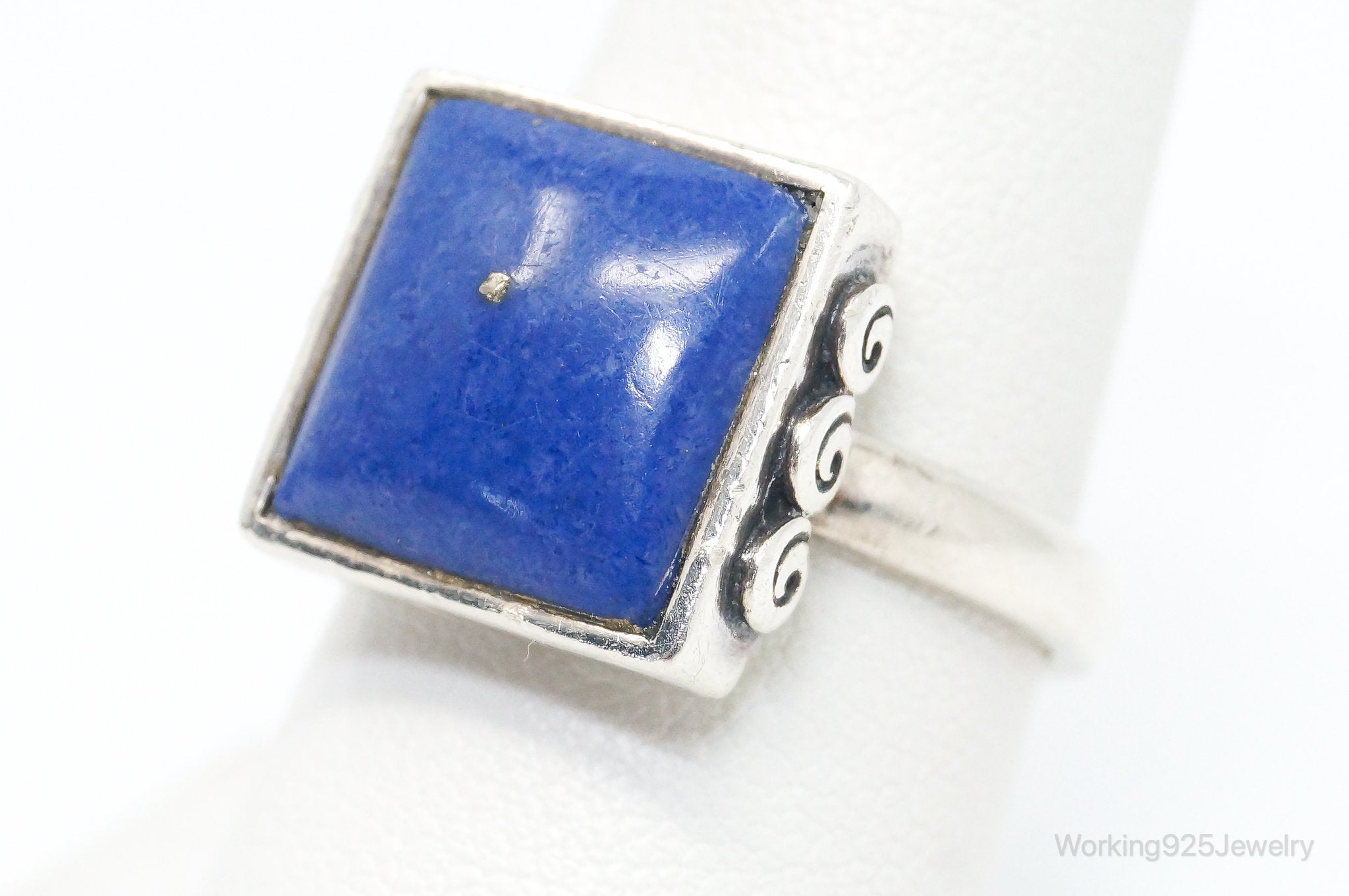 Vintage Designer BOMA Lapis Lazuli Swirl Sterling Silver Ring - Size 8