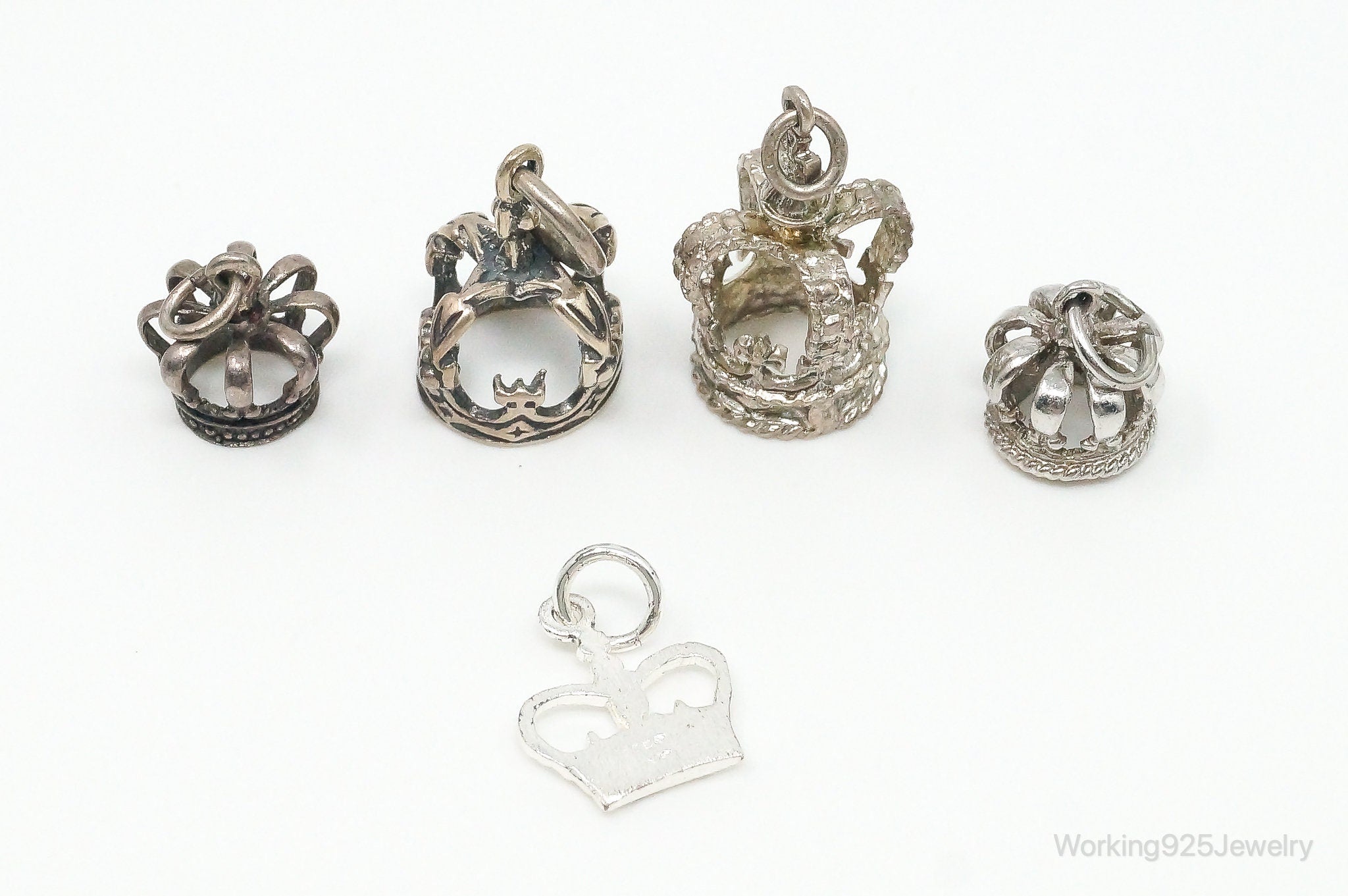 Vintage Antique Crowns Sterling Silver Charms