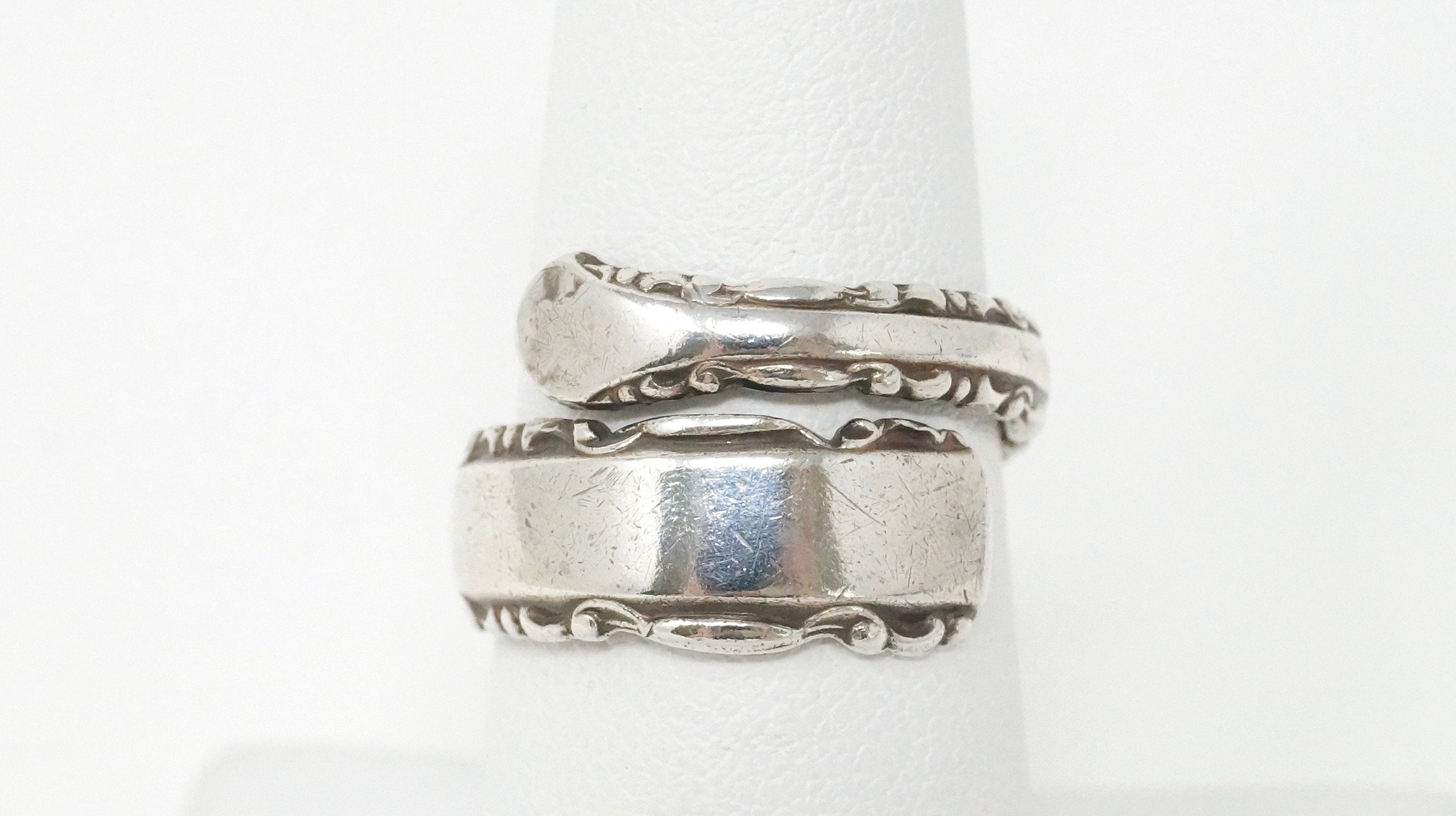 Vintage ALVIN Wrap Adjustable Spoon Sterling Silver Ring - Size 7.5 -