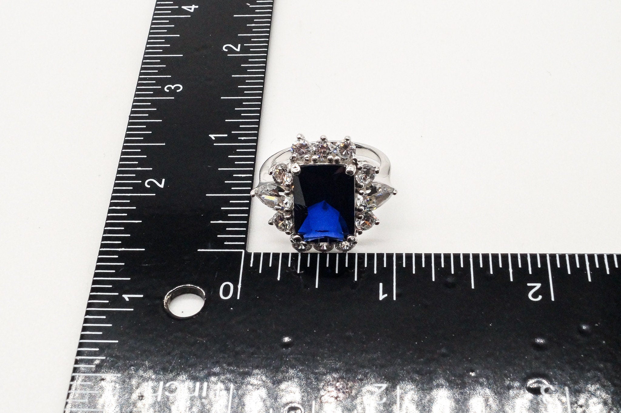 Designer HC Large Lab Sapphire Cubic Zirconia Sterling Silver Ring - Size 9