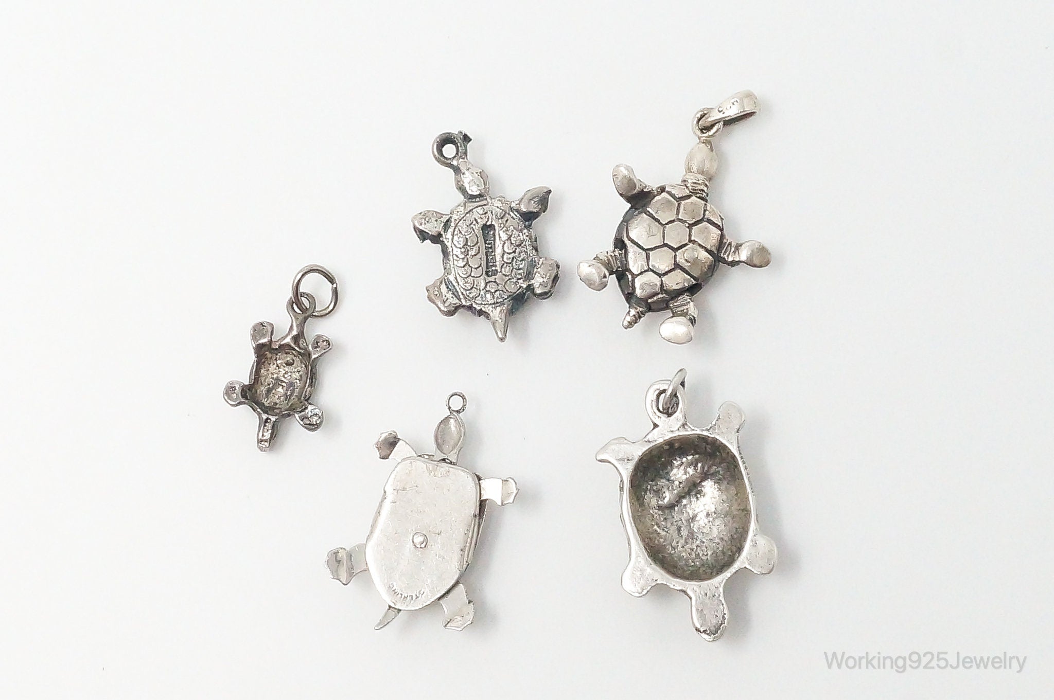 Vintage Antique Ocean Sea Turtles Sterling Silver Charms Lot