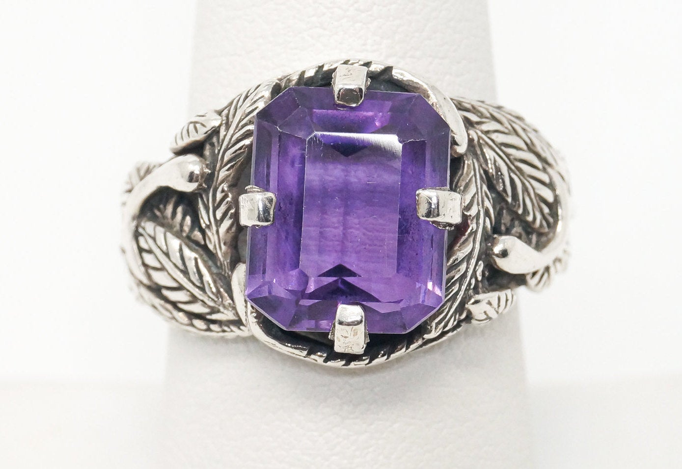 Vintage Amethyst Sterling Silver Statement Ring Sz 7.75