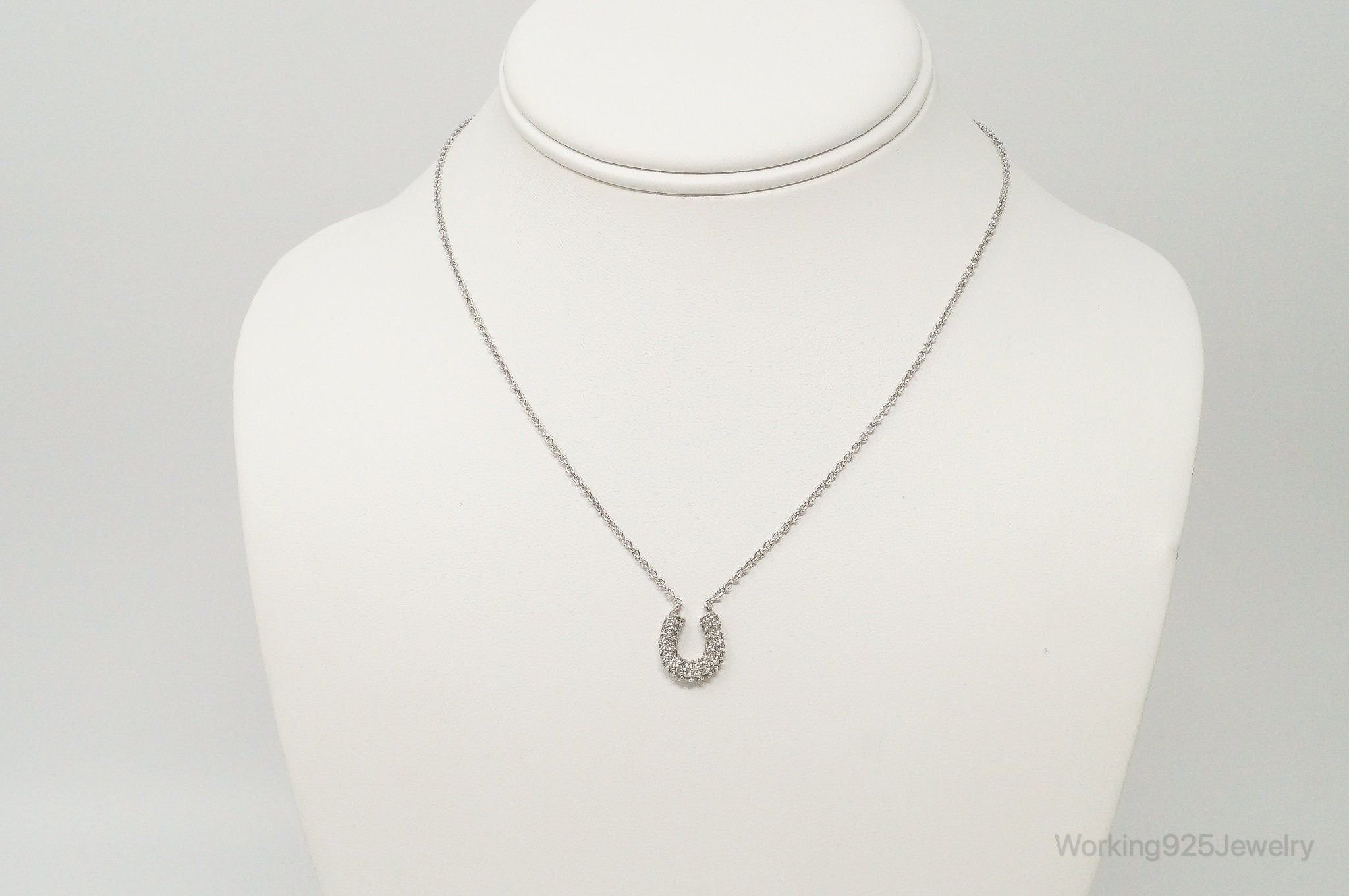 Horse Shoe Cubic Zirconia Sterling Silver Necklace