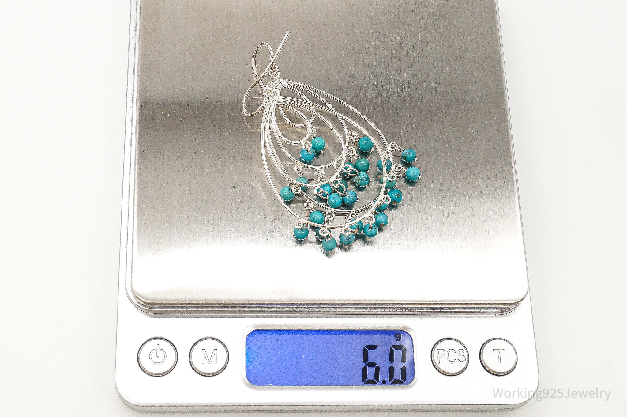 Designer SX Turquoise Sterling Silver Earrings