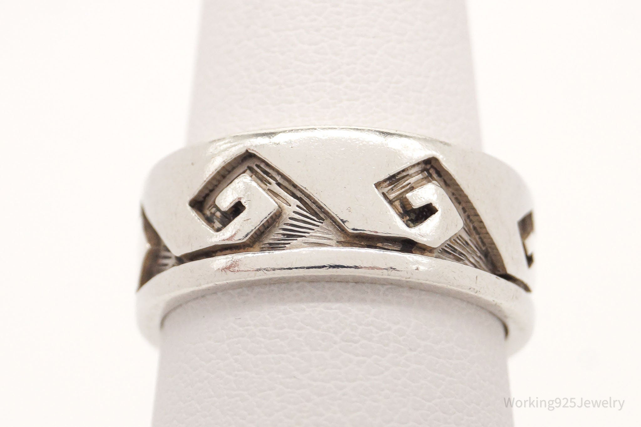 Vintage Hopi Native American Waves Sterling Silver Band Ring - SZ 7.25