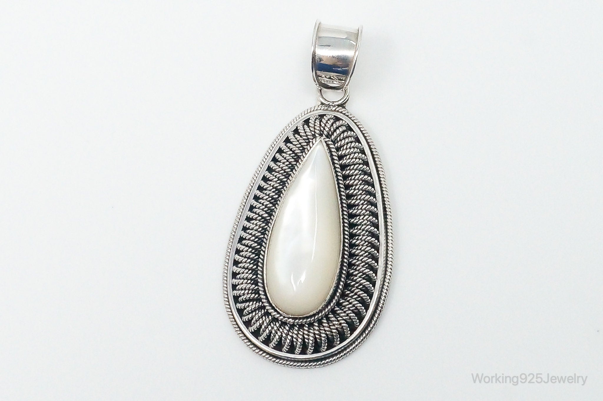 Designer BA Suarti Large Mother Of Pearl Sterling Silver Necklace Pendant