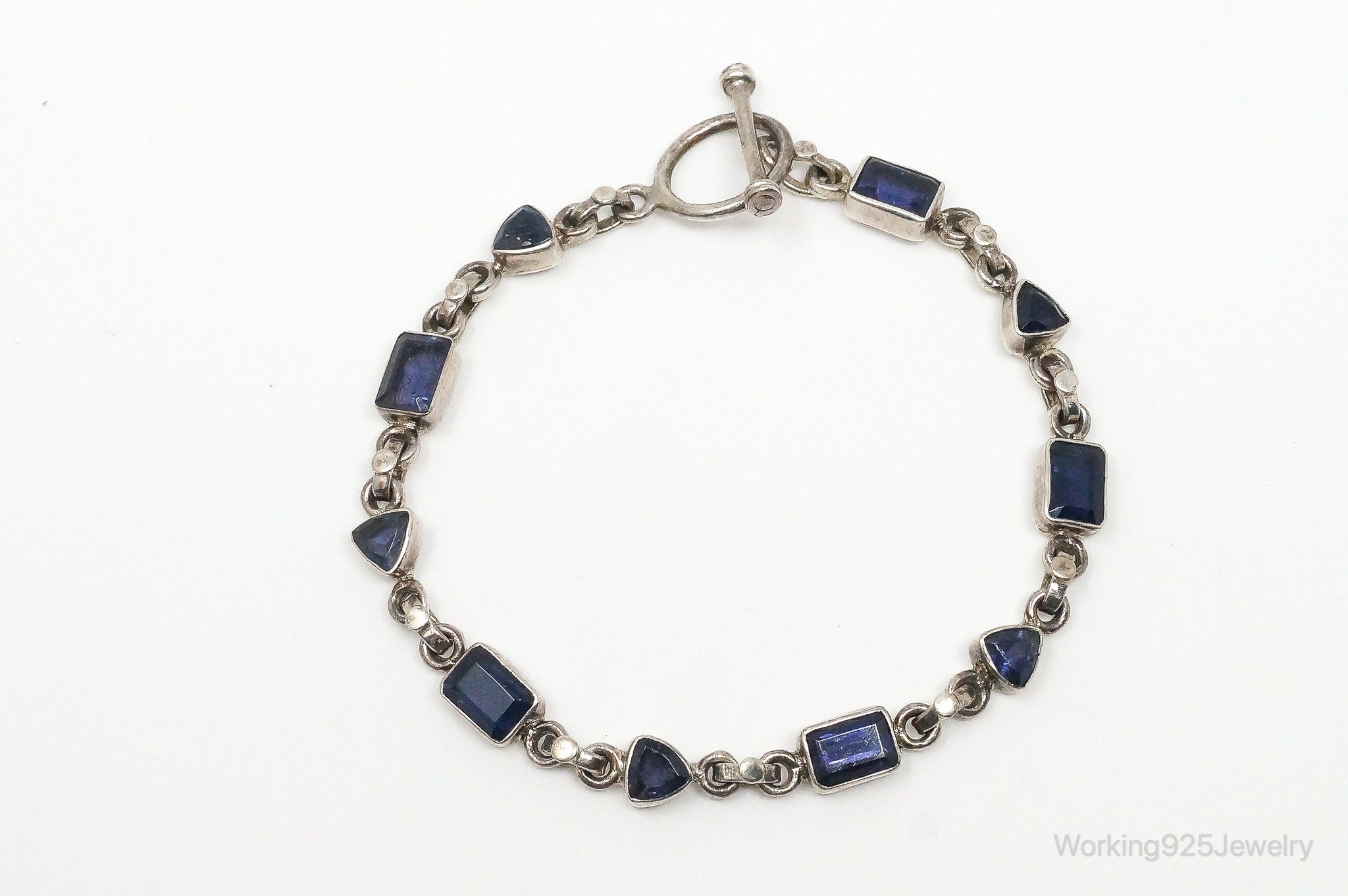 Vintage Iolite Sterling Silver Toggle Bracelet