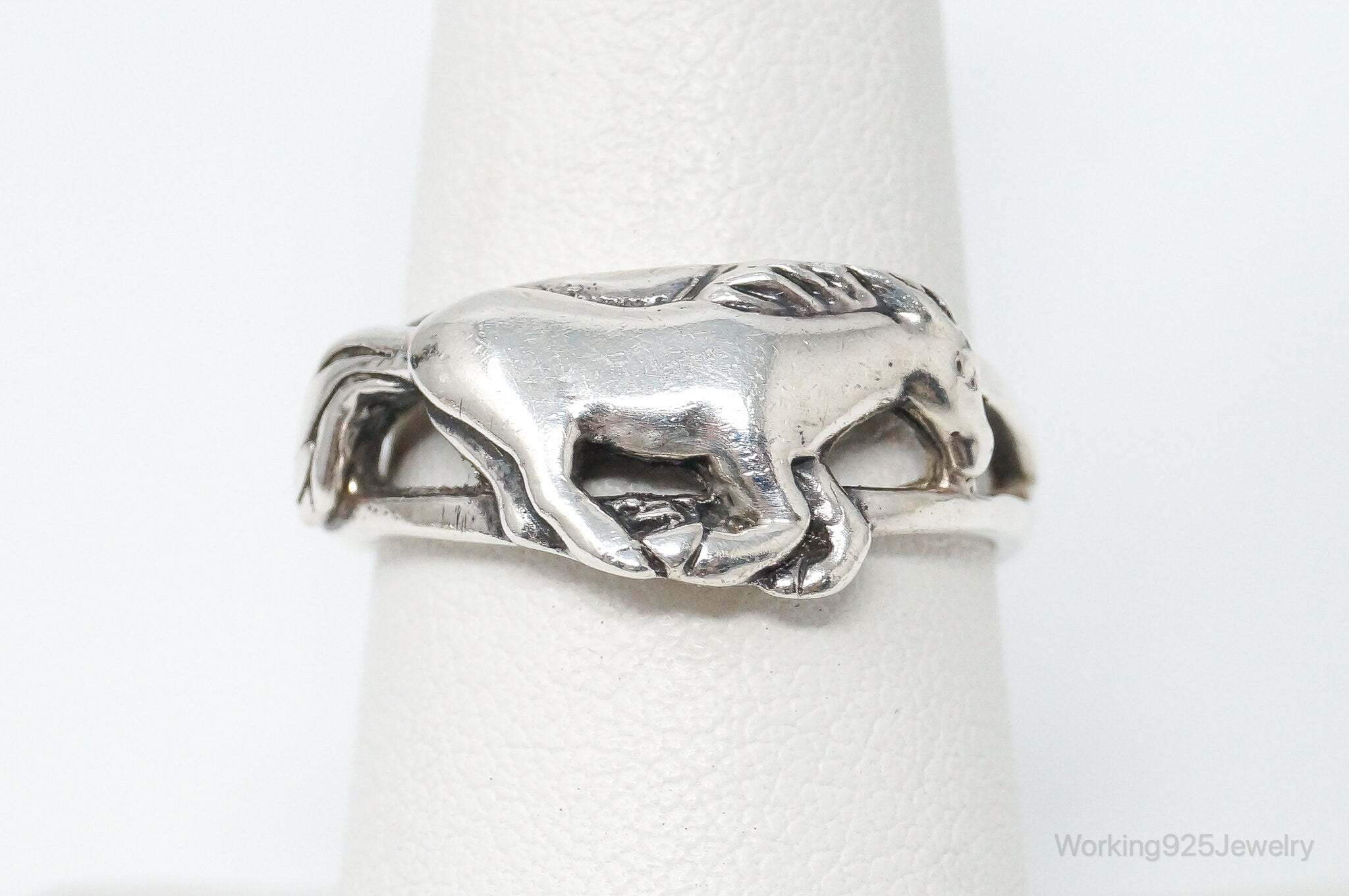 Vintage Galloping Horse Southwestern Sterling Silver Ring - Size 7.75