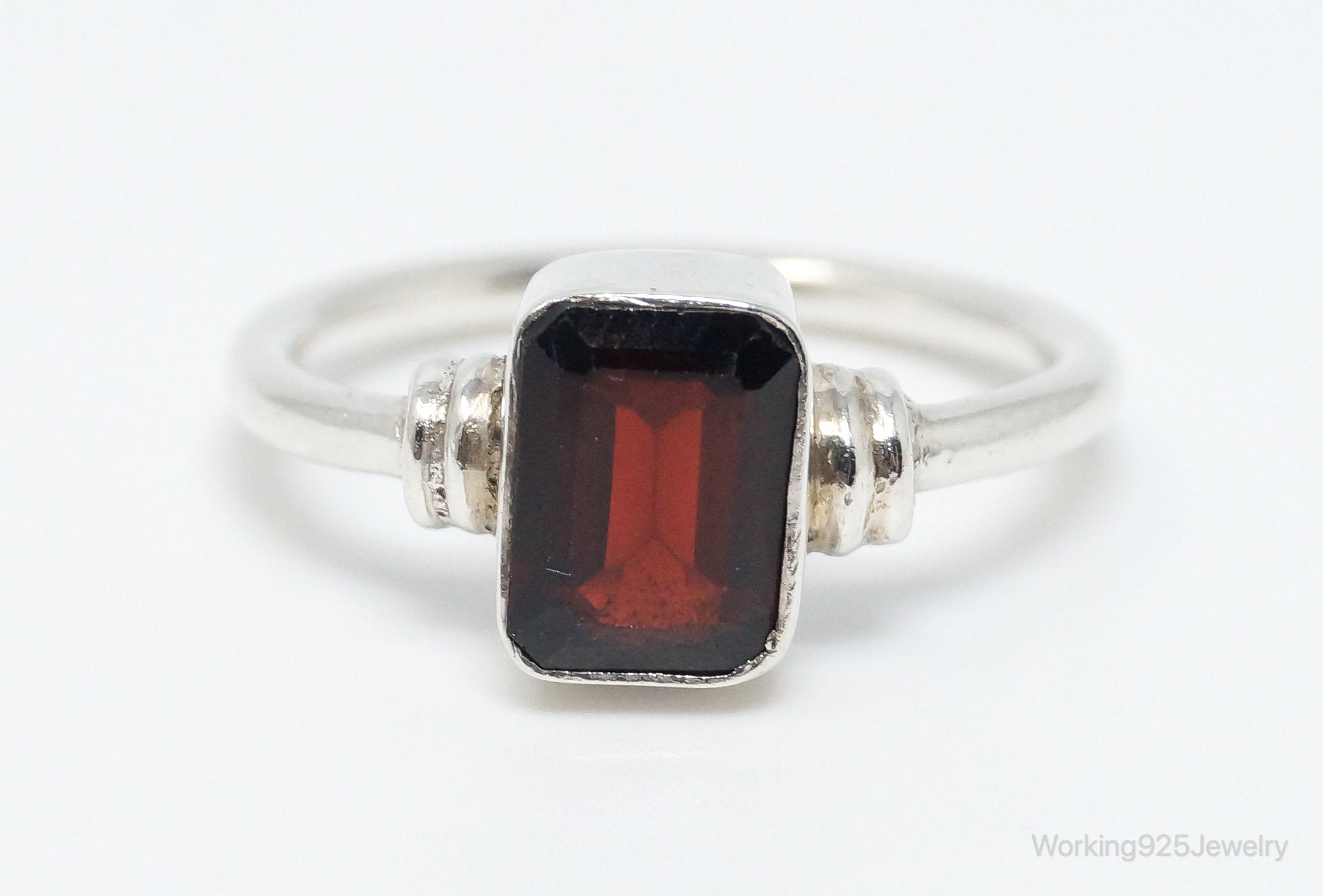 Vintage Garnet Sterling Silver Ring - Size 6.25