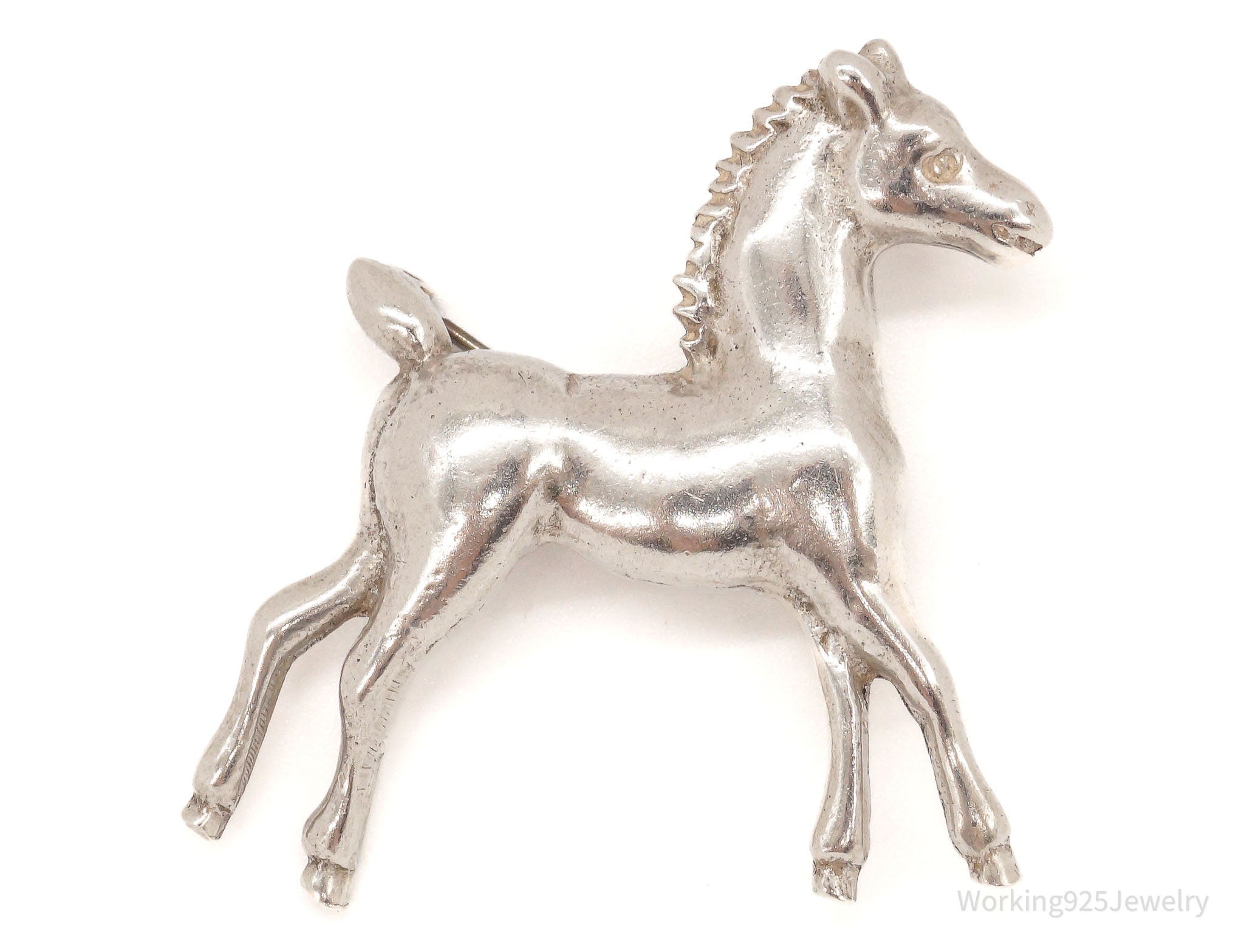 Antique Horse Sterling Silver Brooch Pin