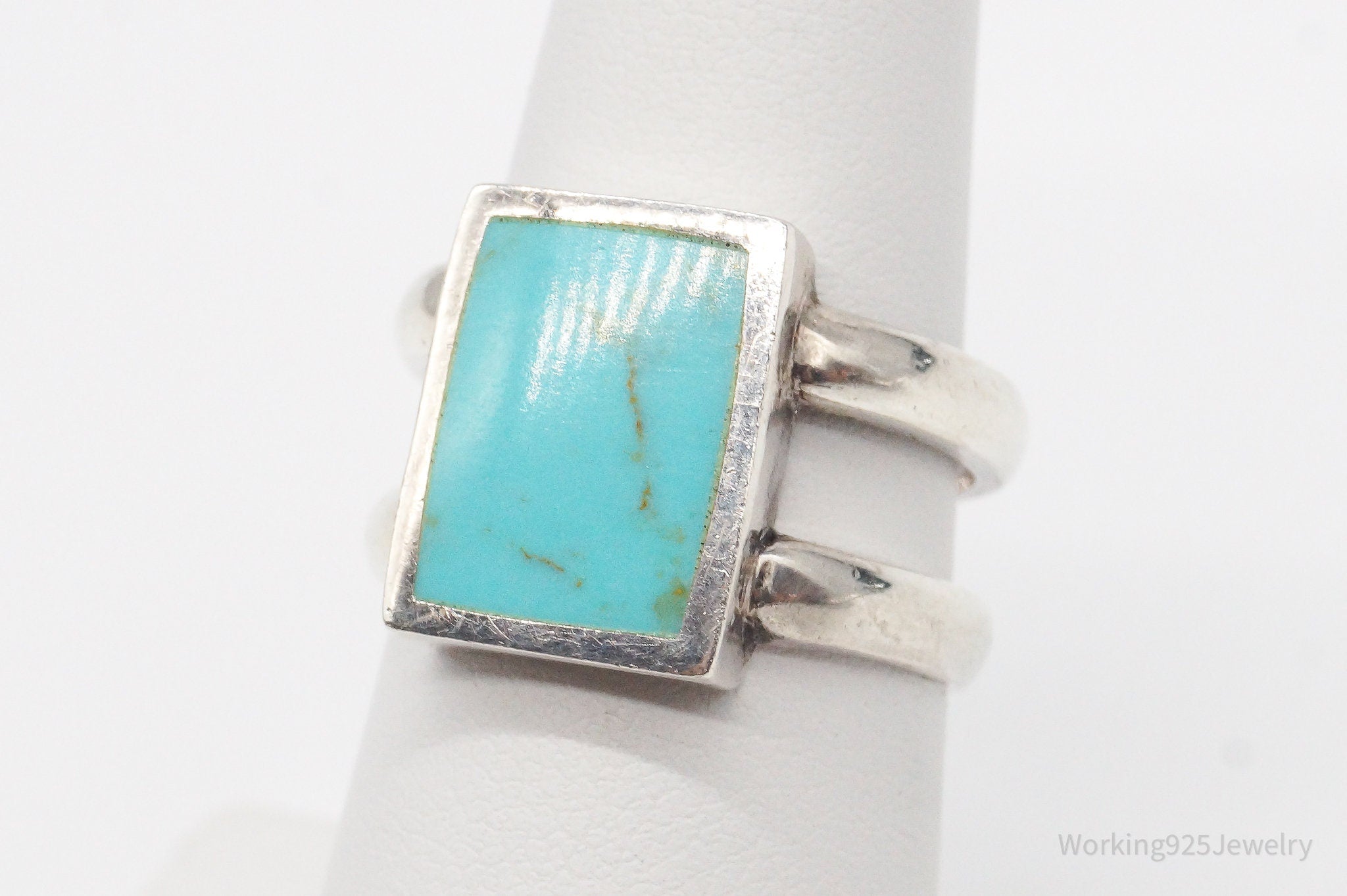 Vintage Designer FAS Faux Turquoise Sterling Silver Ring - Size 7