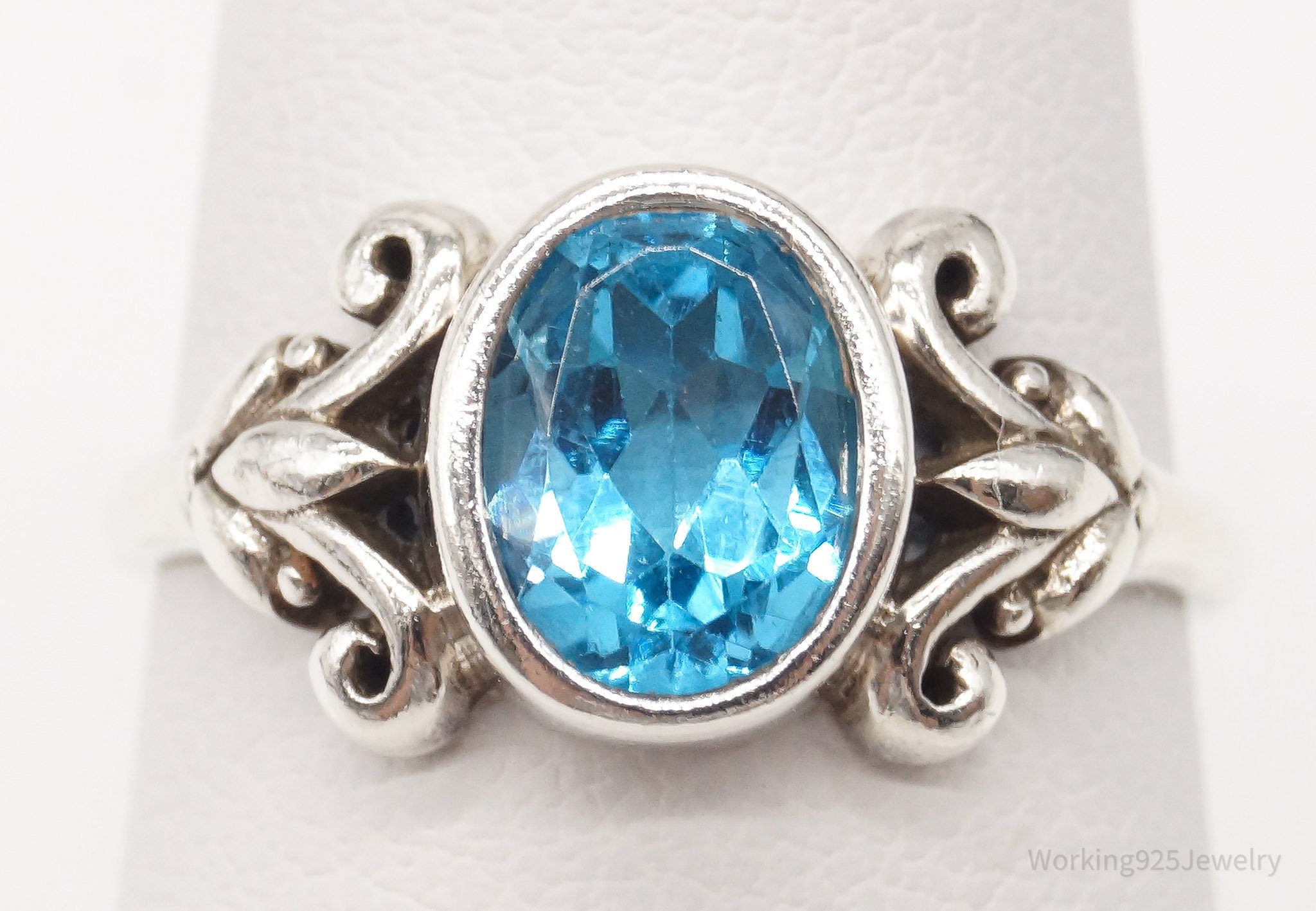 Vintage Blue Topaz Sterling Silver Ring - Size 7