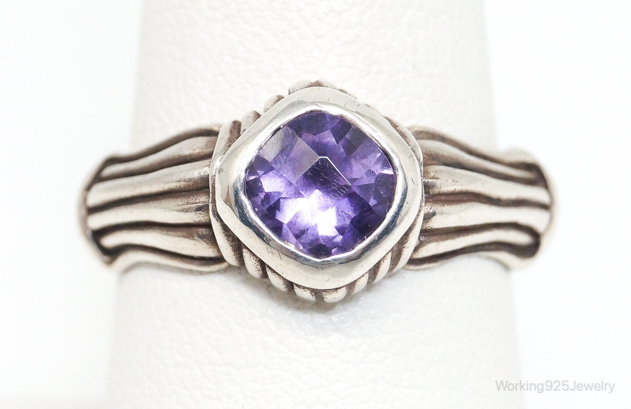 Vintage Amethyst Sterling Silver Ring - Size 7.75