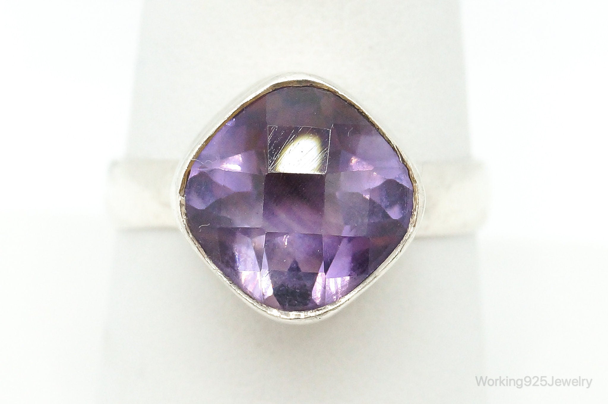 Vintage Amethyst Sterling Silver Ring - Size 8.25