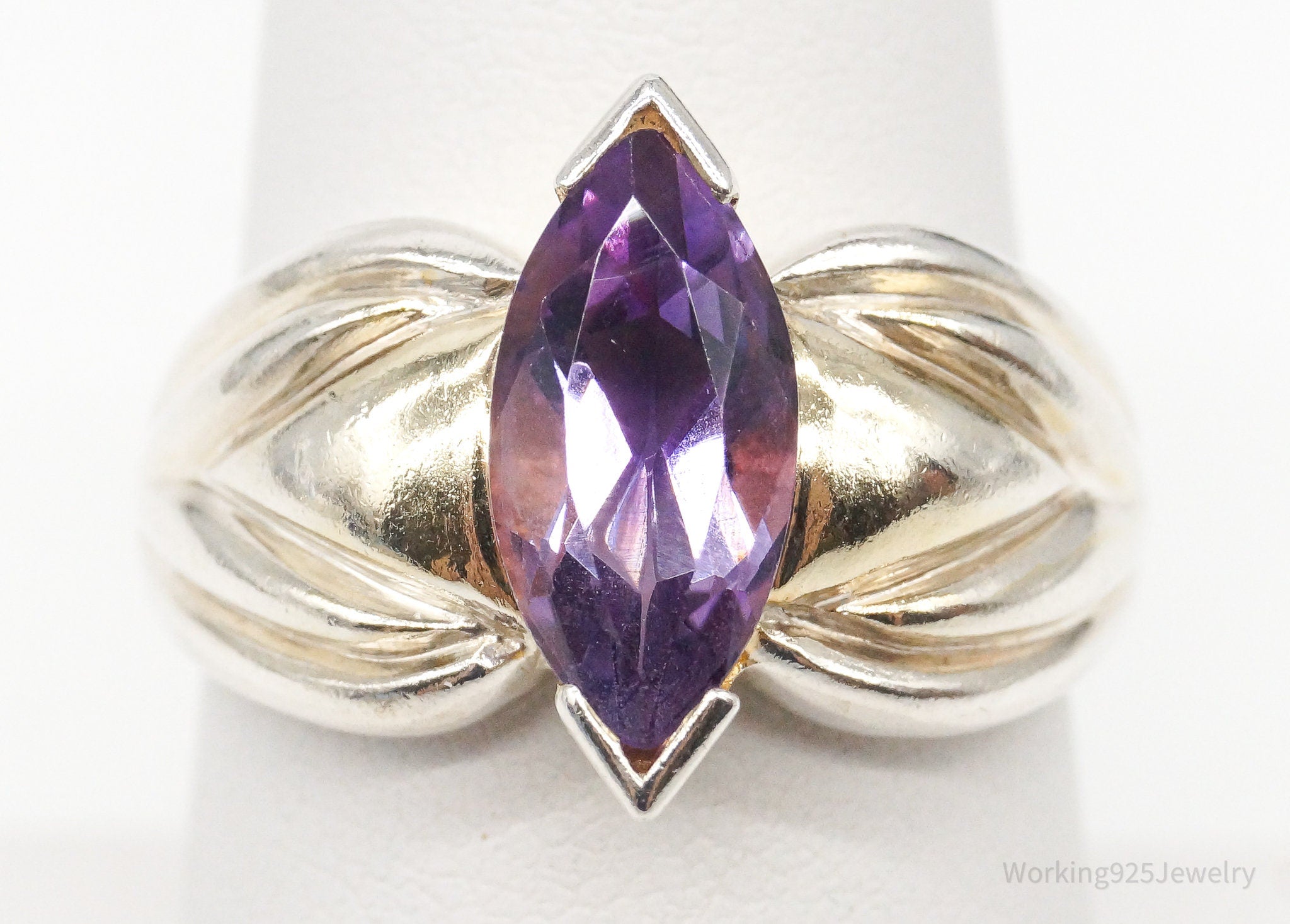 Vintage Amethyst Sterling Silver Ring - Size 7.75