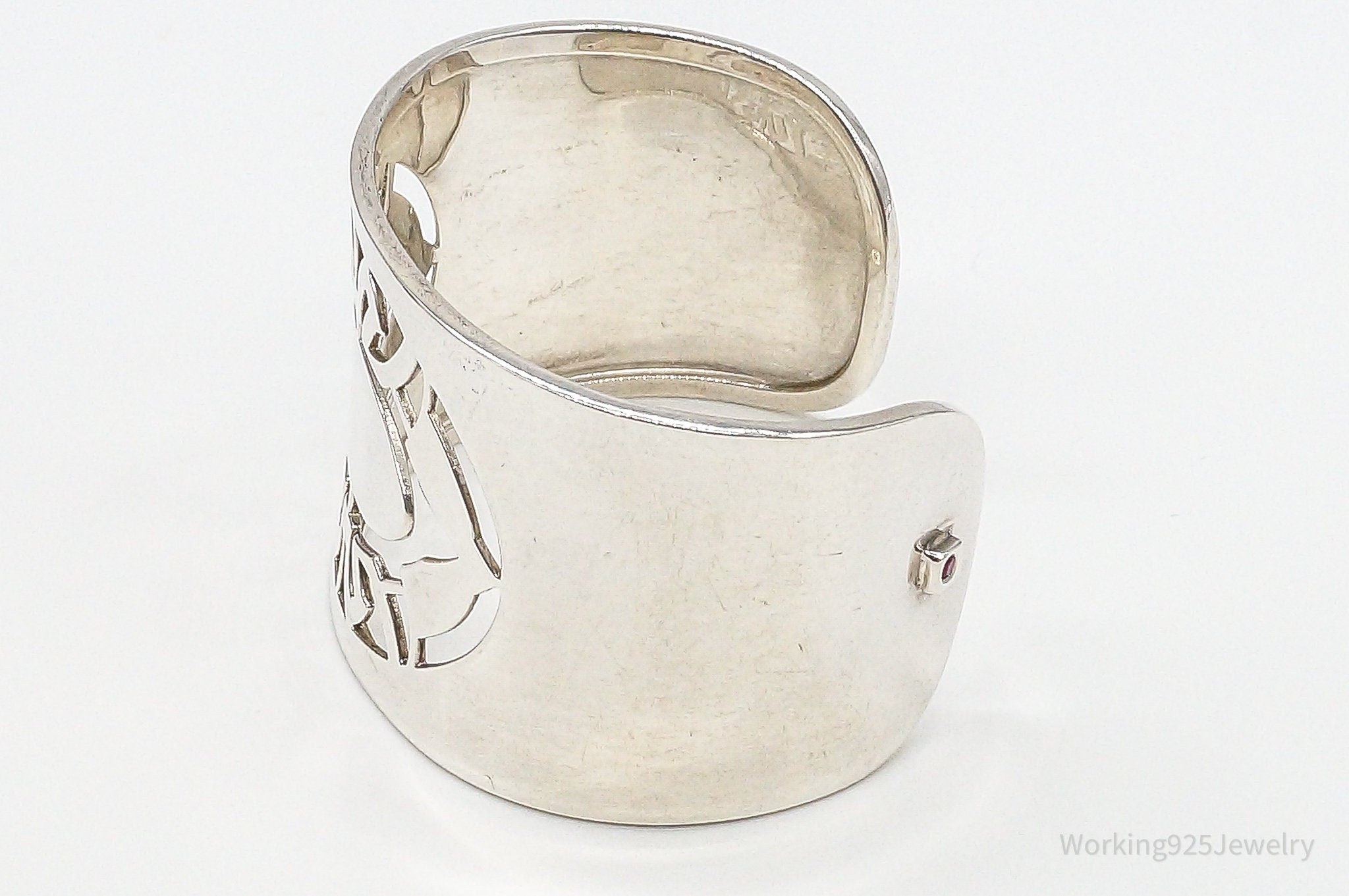 Designer ELLE Ruby Sterling Silver Cuff Bracelet