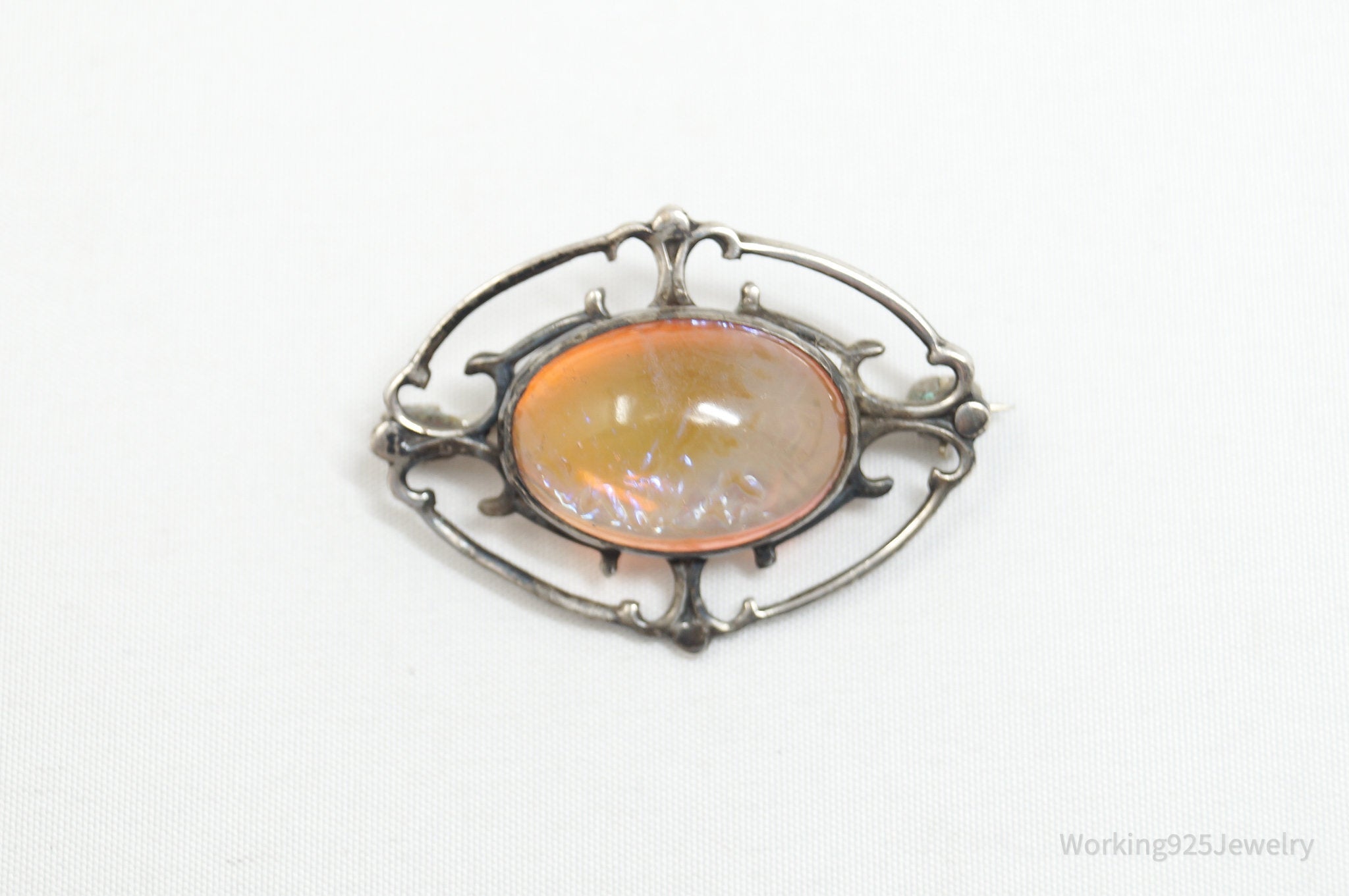 Antique Art Nouveau Wing Sterling Silver Brooch Pin