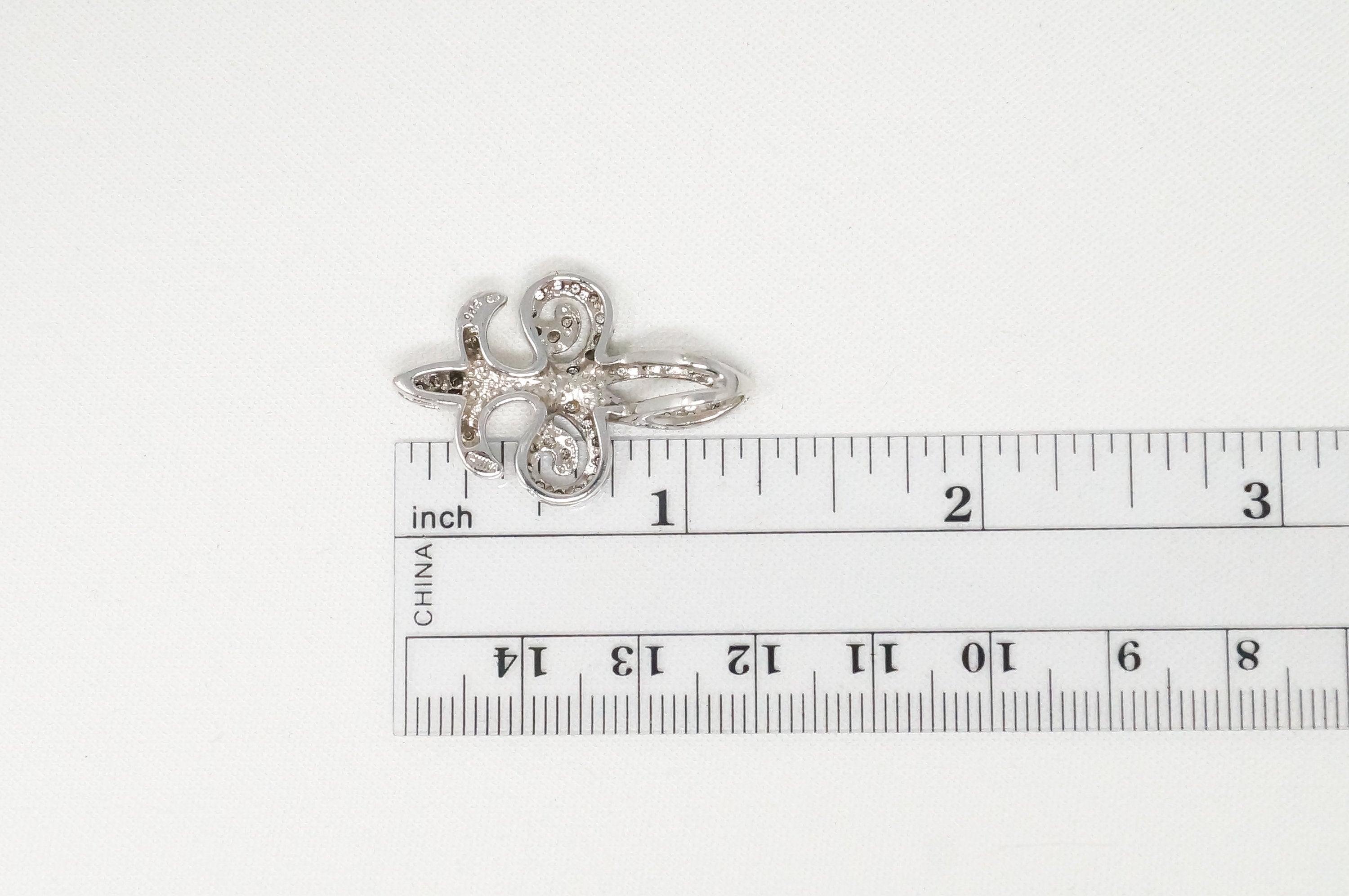 Vintage Cubic Zirconia French Fleur De Lis Sterling Silver Necklace Pendant