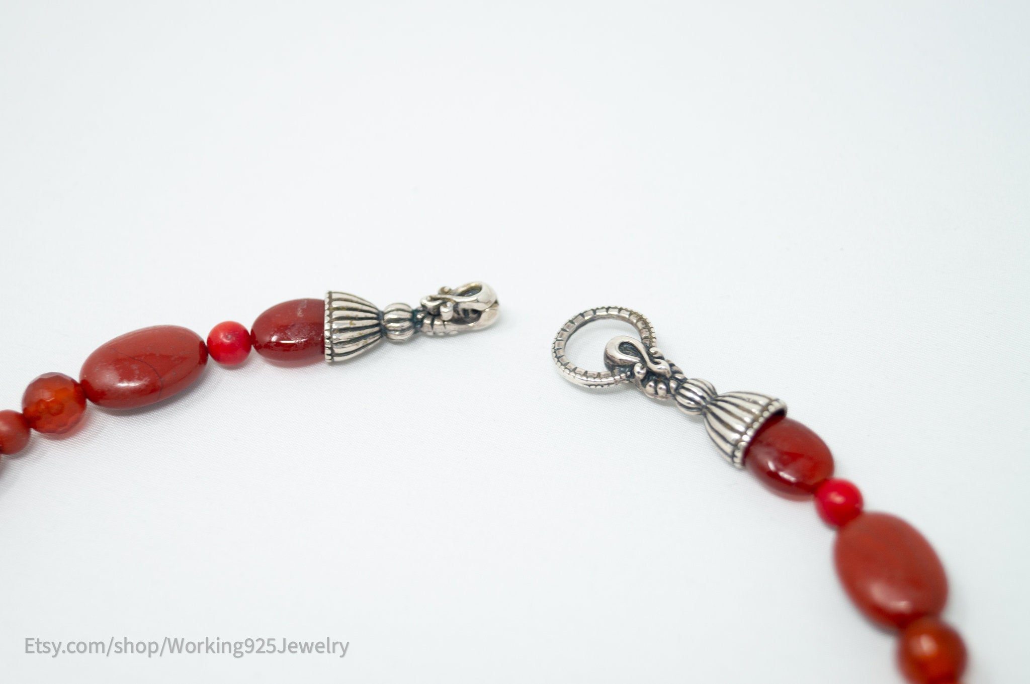 Designer Carolyn Pollack Relios Carnelian Red Jasper Sterling Silver Necklace