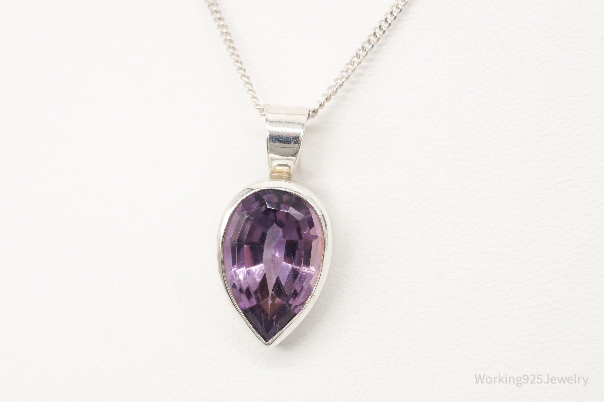 Vintage Amethyst Sterling Silver Chain Necklace