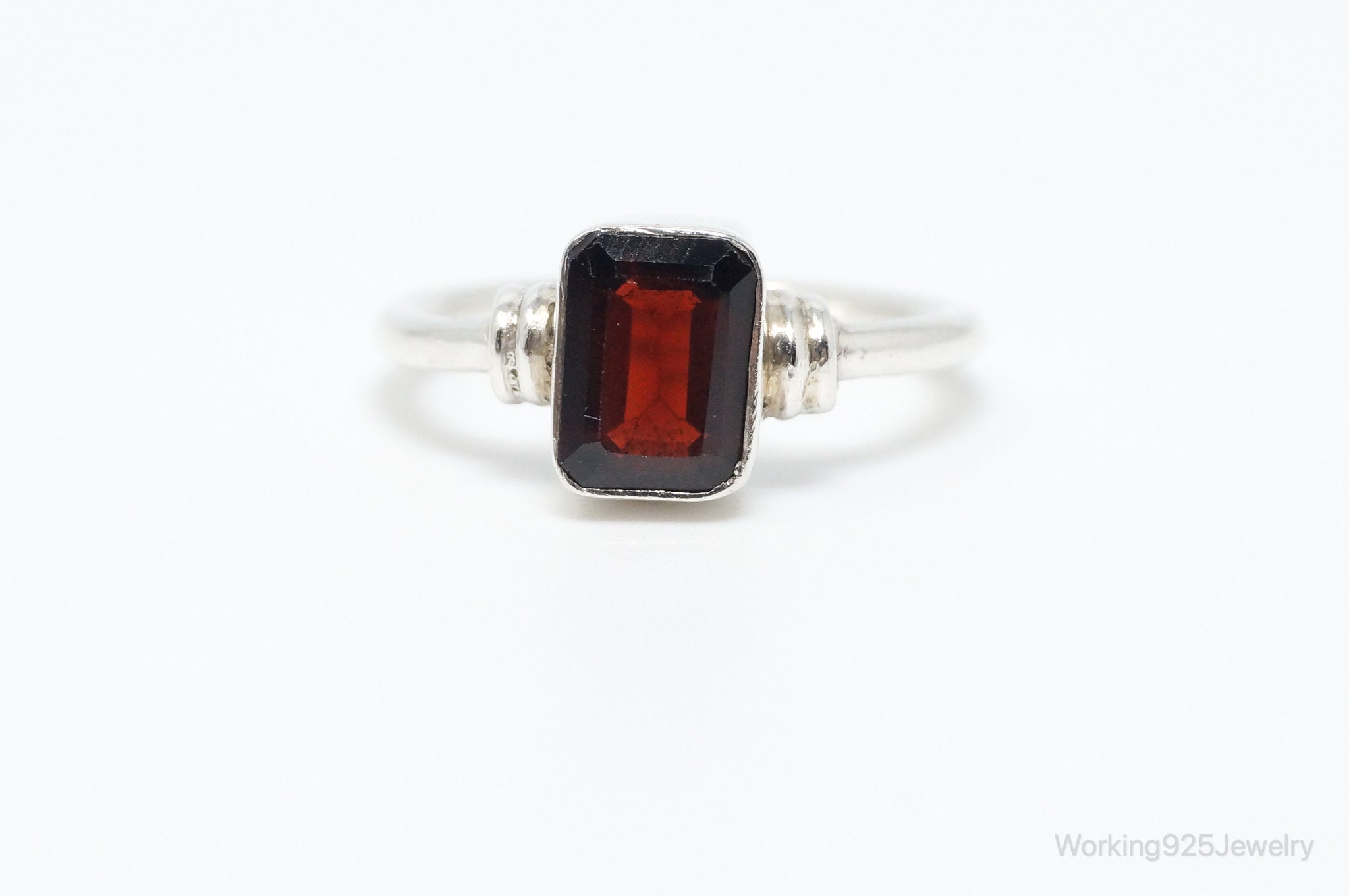 Vintage Garnet Sterling Silver Ring - Size 6.25