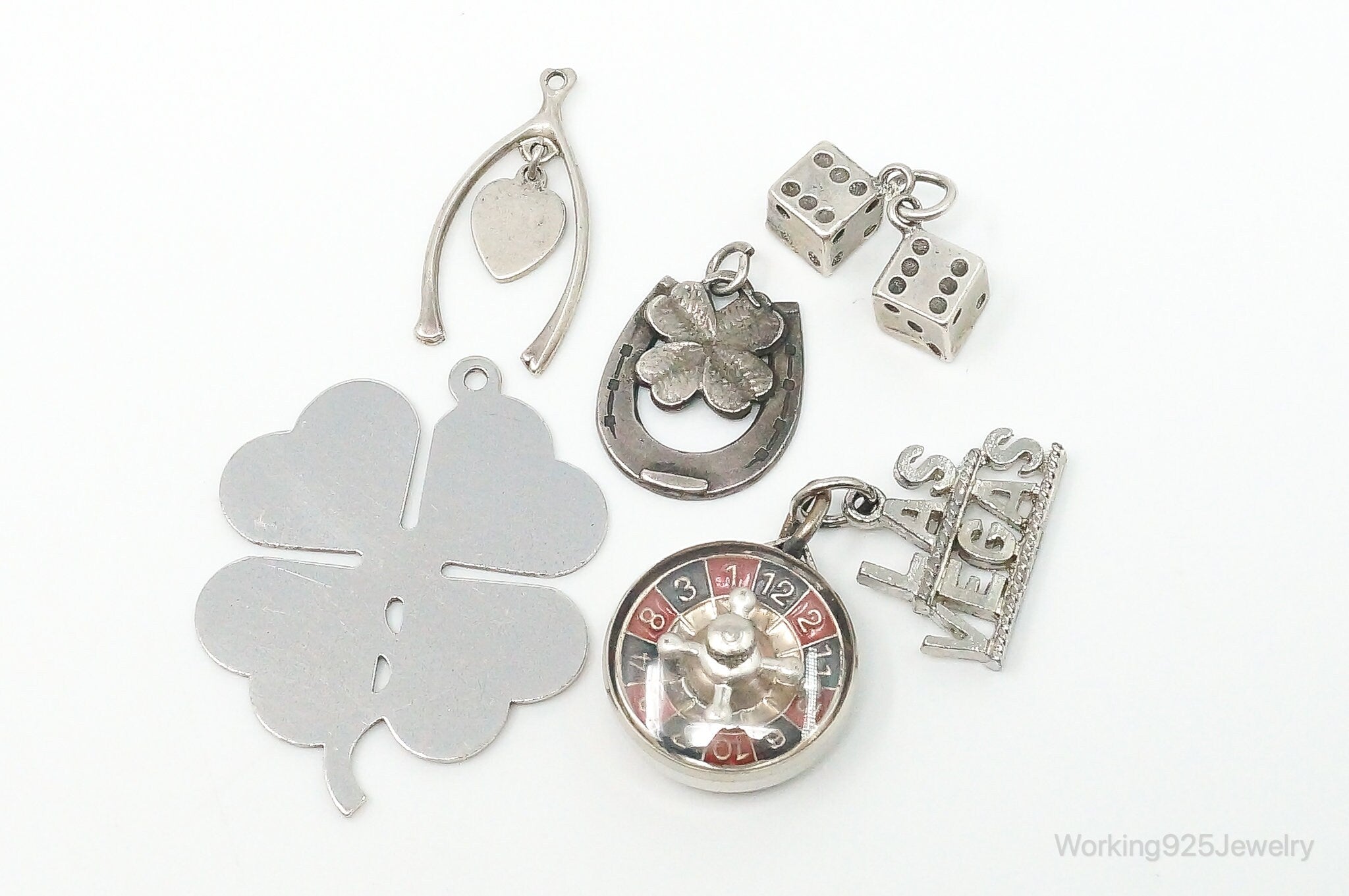 Vintage Antique Las Vegas Luck Sterling Silver Charms Lot