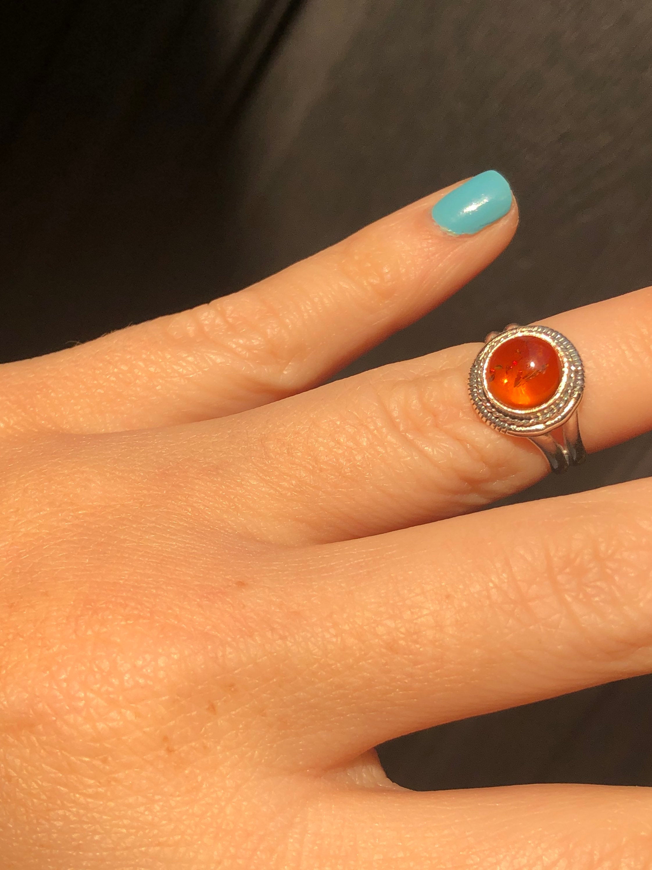 Vintage Designer BOMA Amber Rope Design Sterling Silver Ring - Sz 5 -783750436