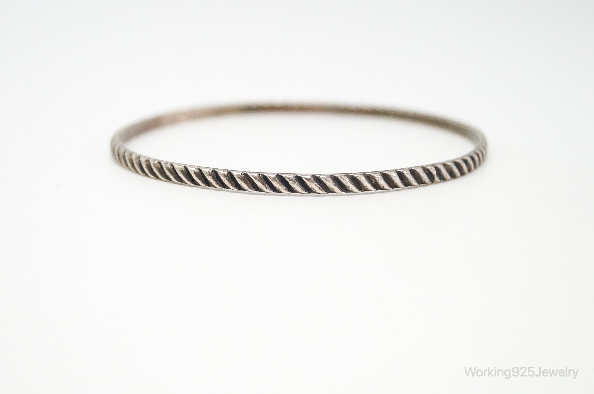 Antique Striped Sterling Silver Bangle Bracelet