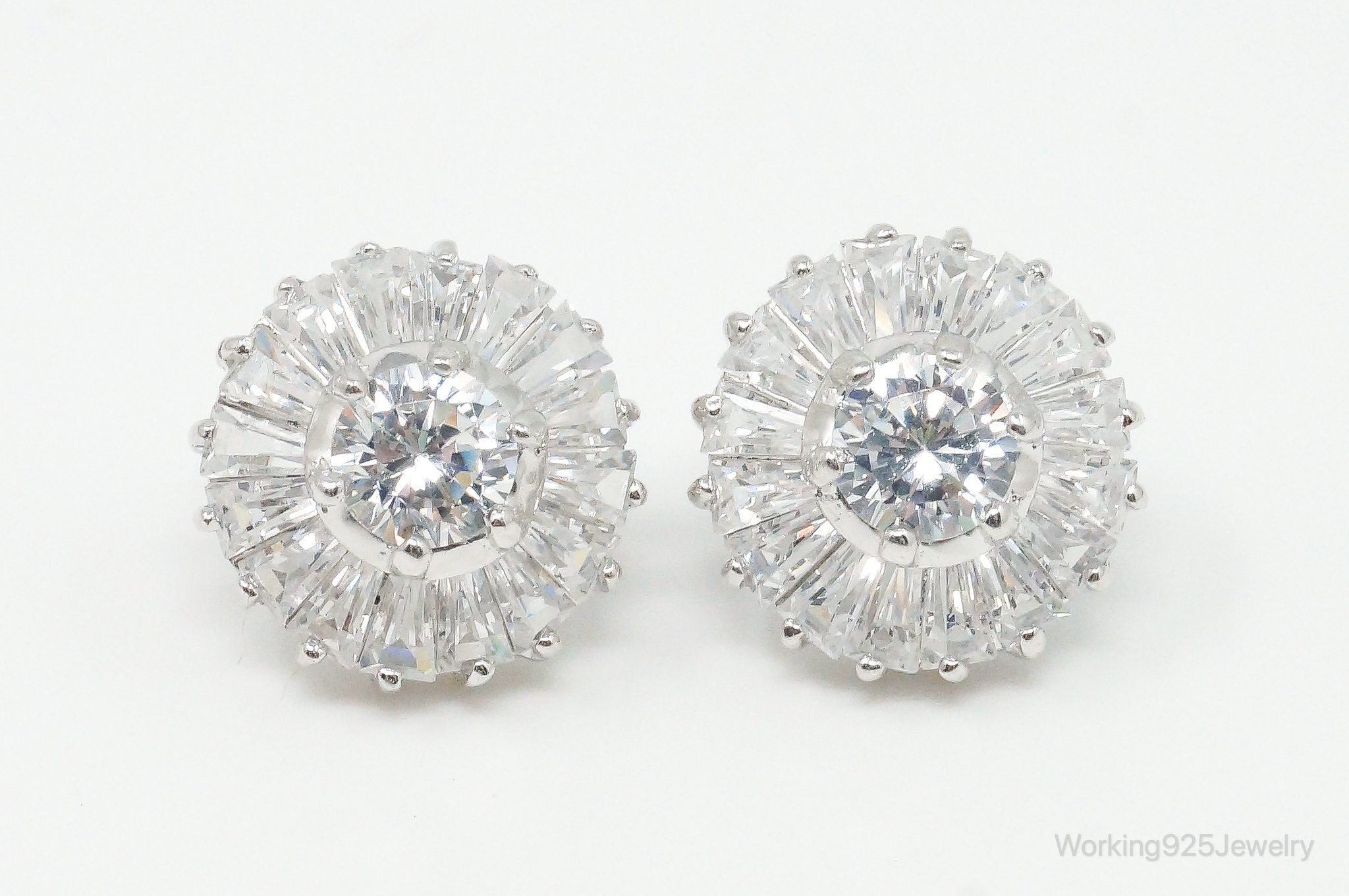 Designer Cubic Zirconia Sterling Silver Stud Post Earrings