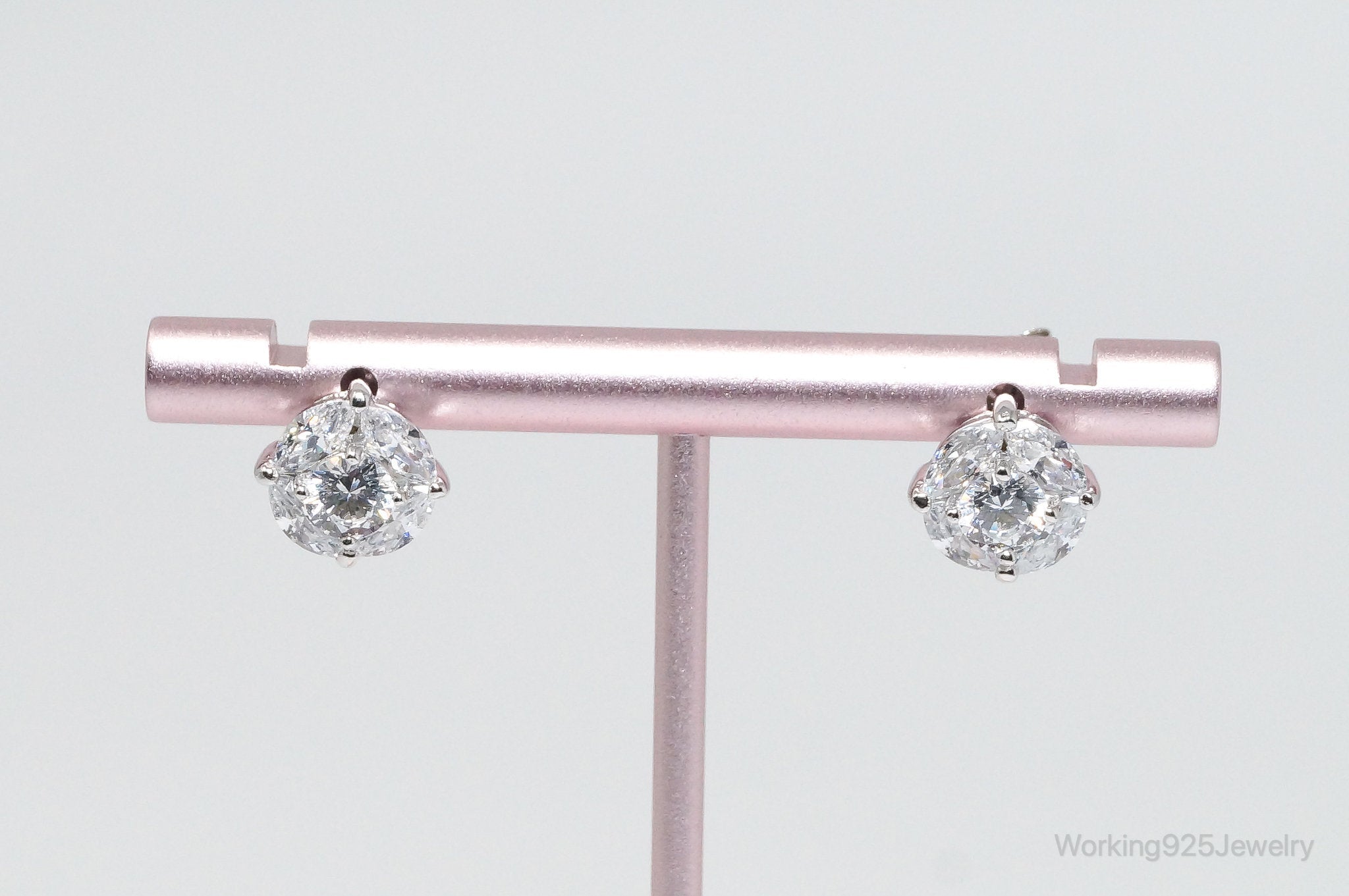 Vintage Cubic Zirconia Sterling Silver Earrings