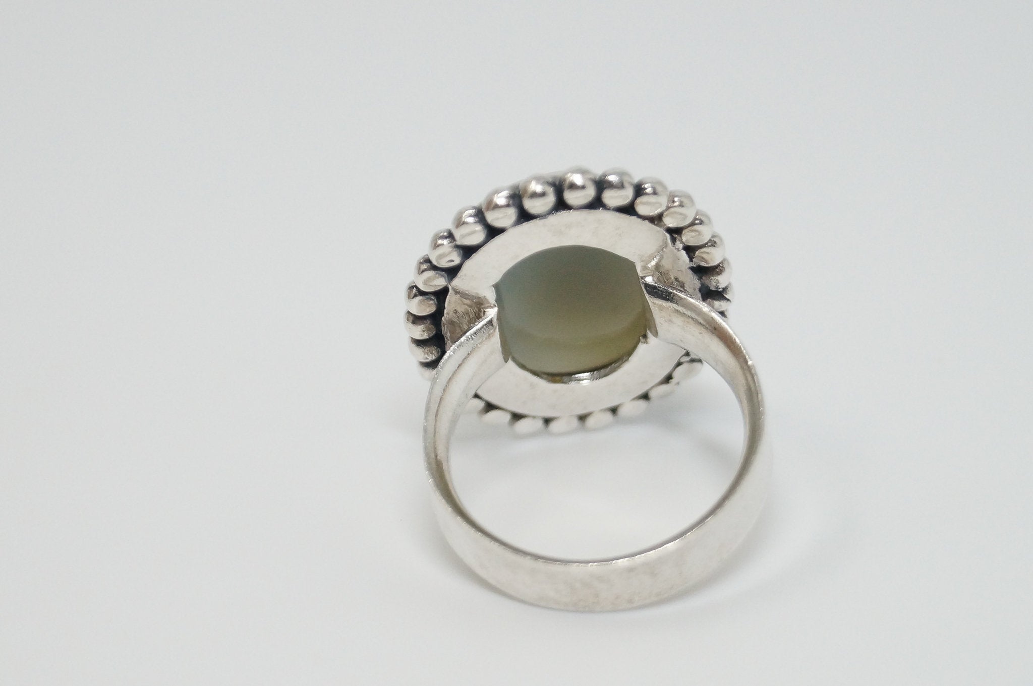 Vintage India Chalcedony Sterling Silver Ring - Sz 7.75