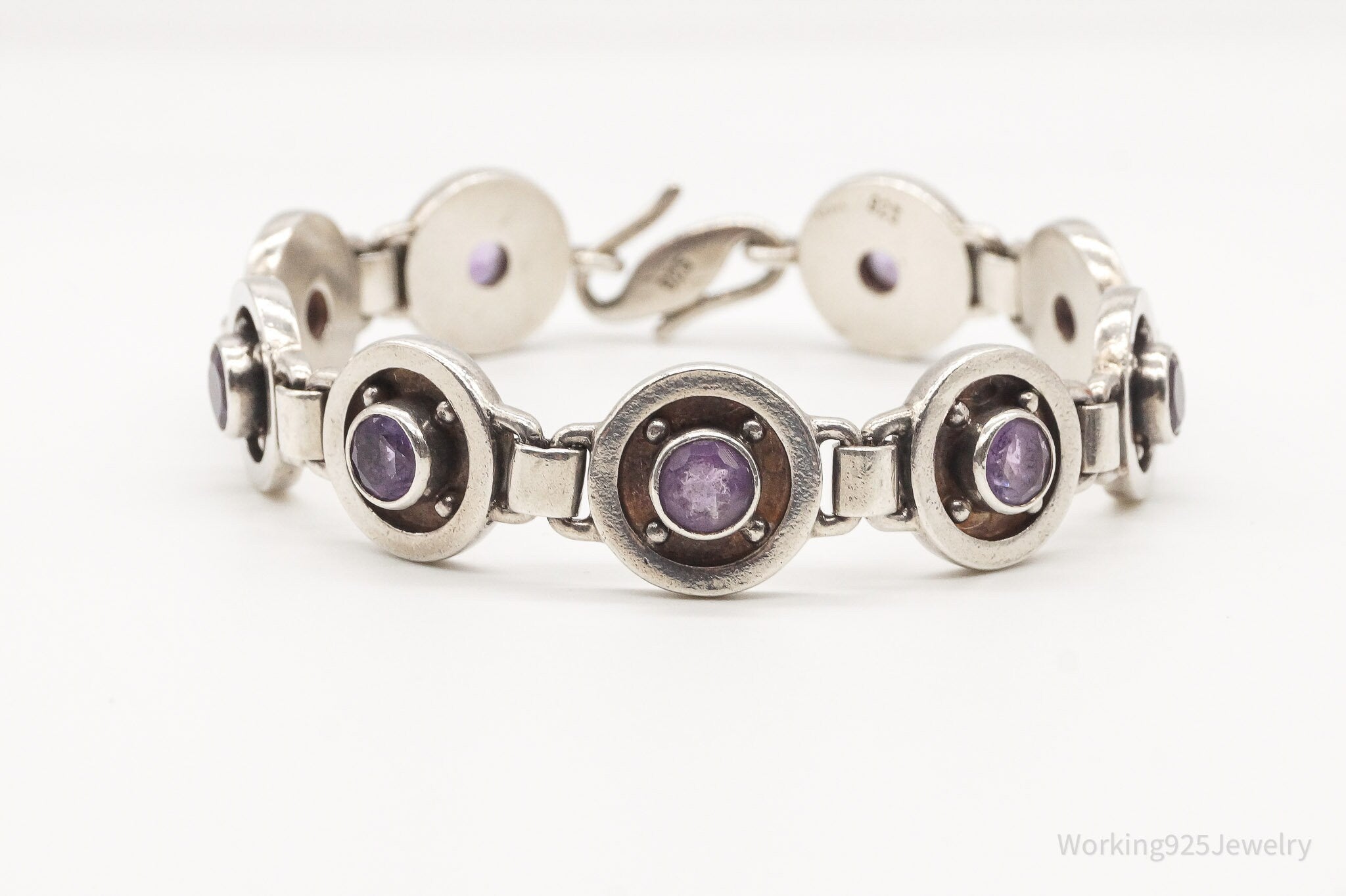 Vintage Amethyst Sterling Silver Bracelet