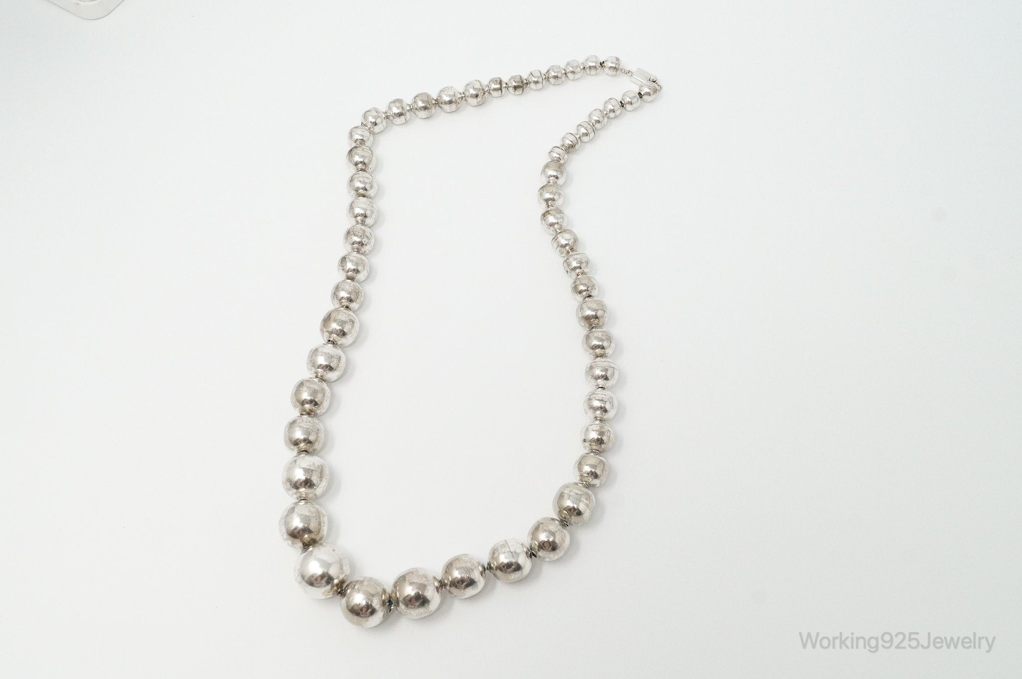 Vintage Ball Bead Sterling Silver Necklace