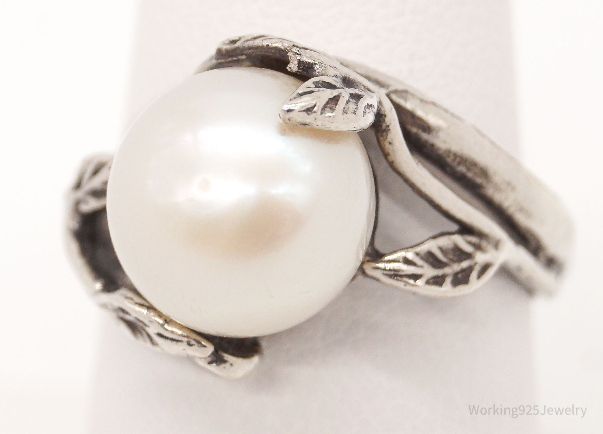 Israel Designer PZ Paz Pearl Sterling Silver Vine Ring - Size 8.25