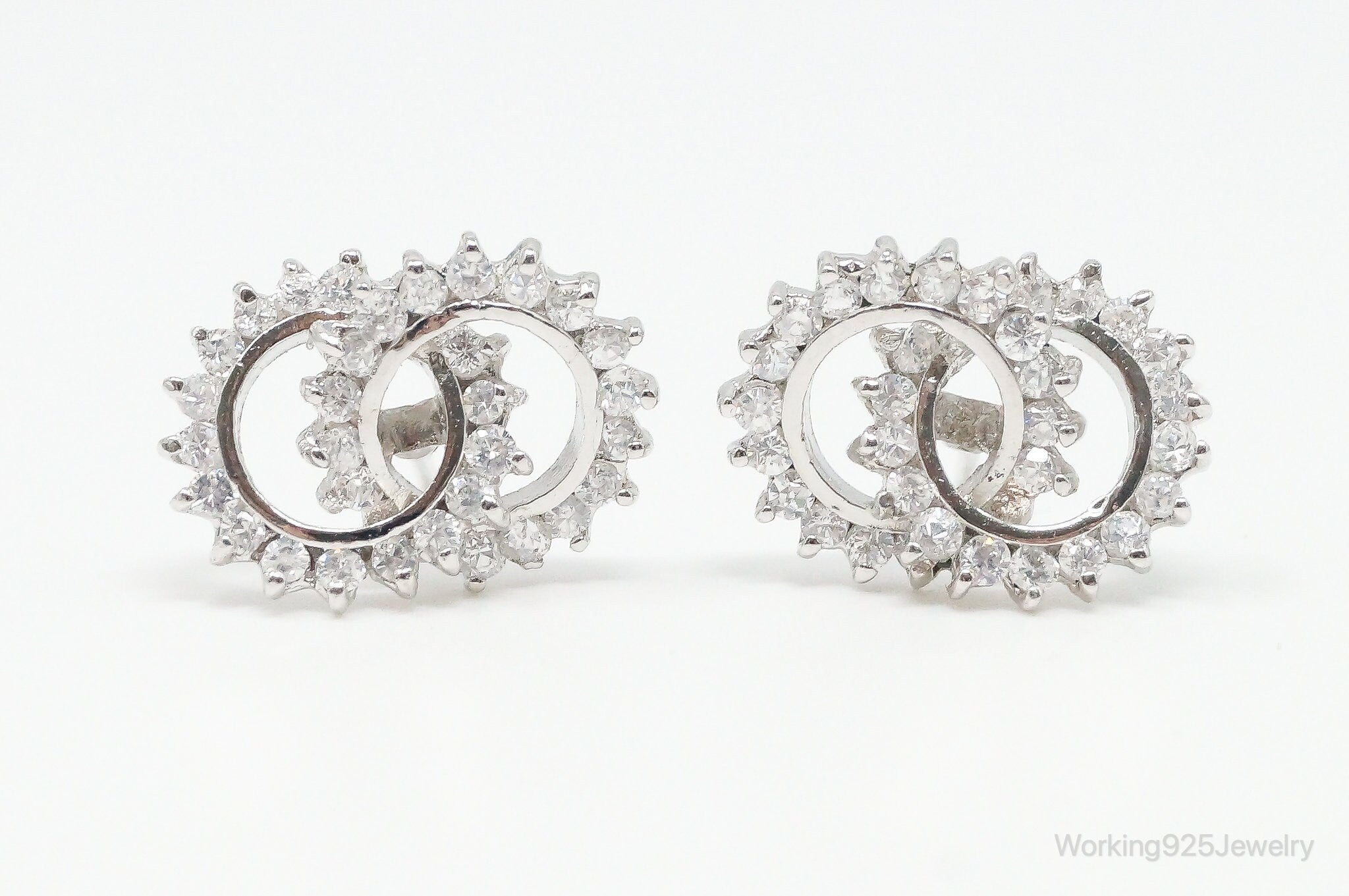 Vintage Cubic Zirconia Sterling Silver Earrings