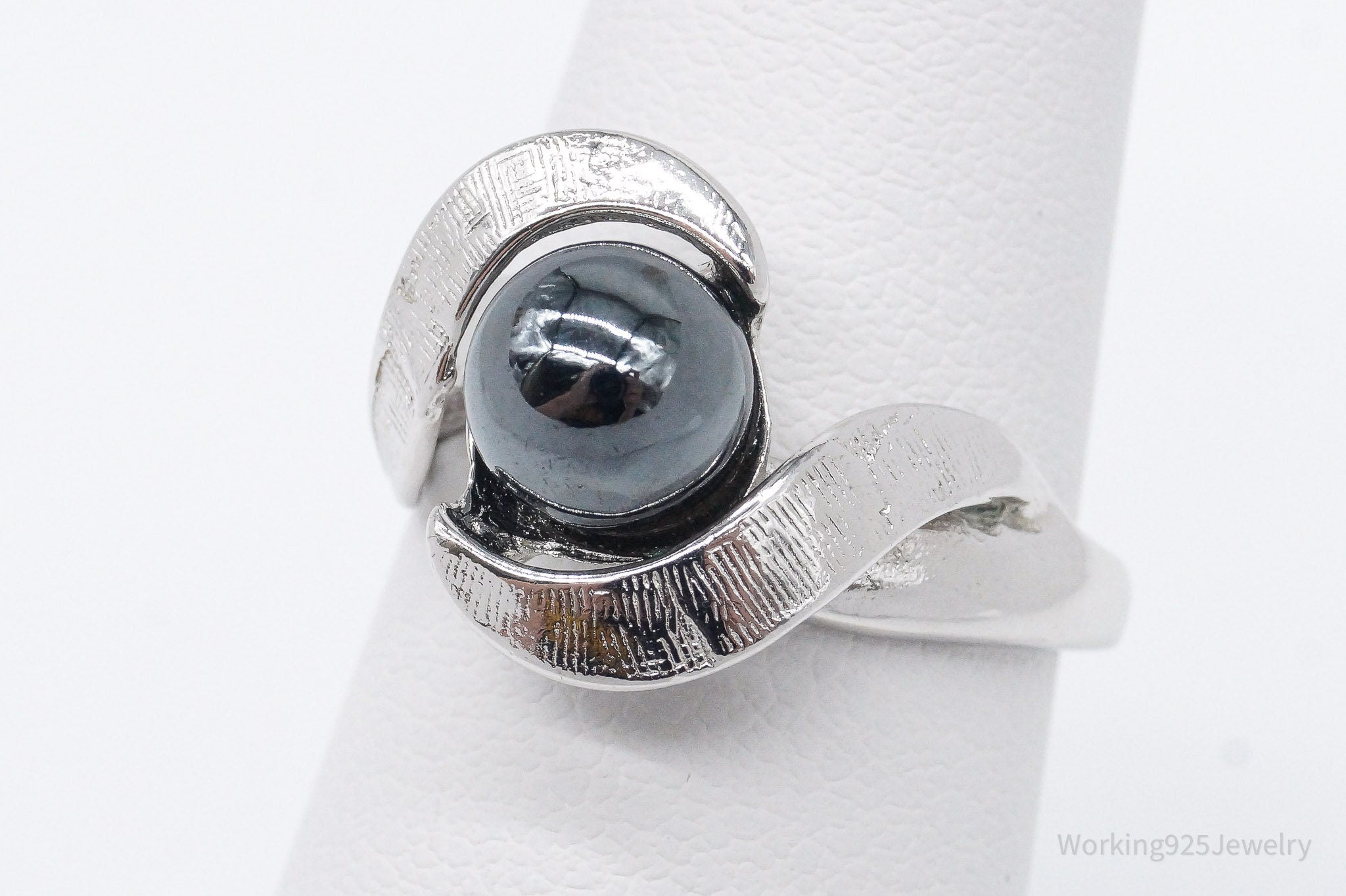 Vintage Hematite 14K Gold Over Sterling Silver Ring - Size 6.25